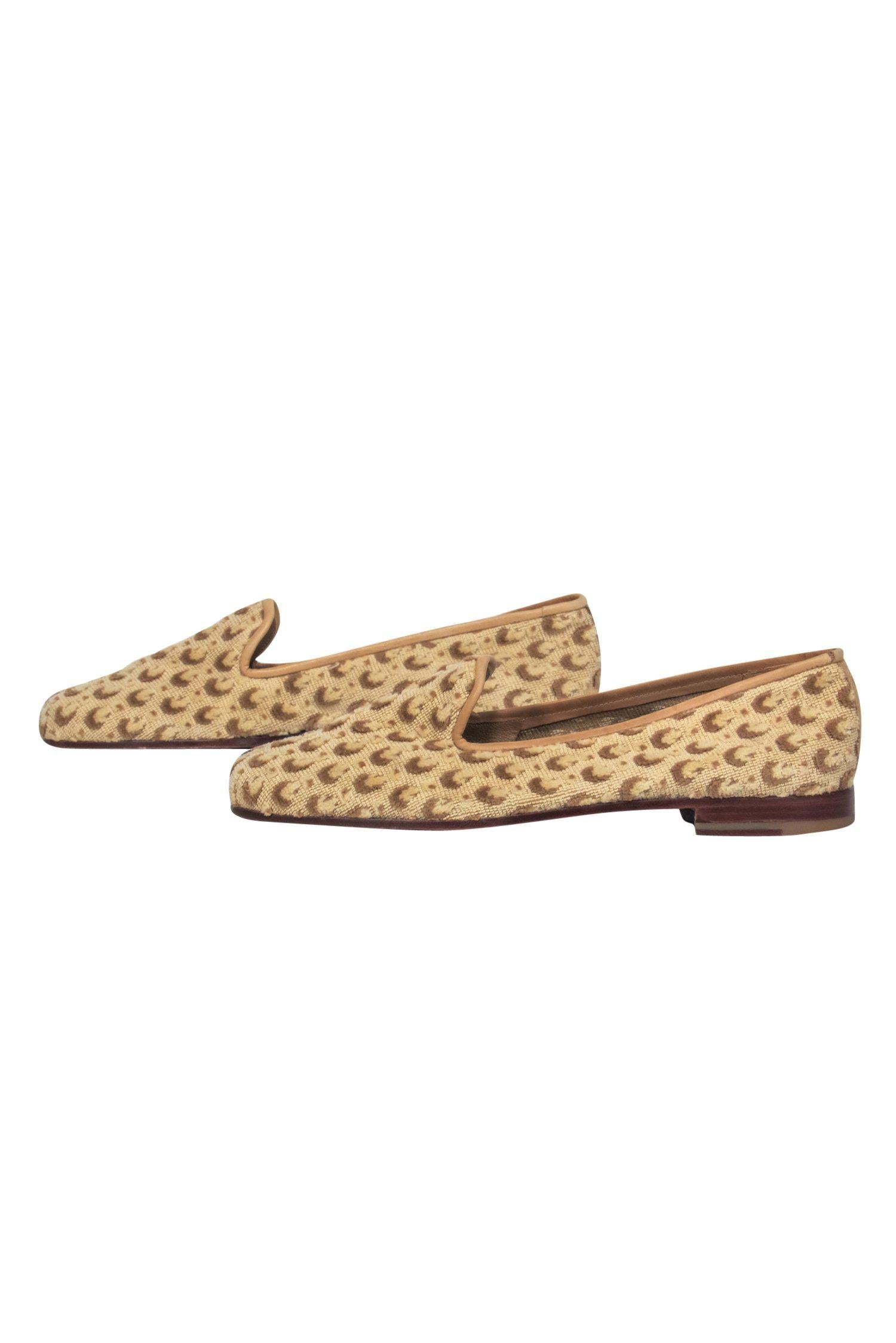 Stubbs & Wootton Beige Woven Dotted Texture Slipper Loafers - Size 7.5: Cozy Autumn Must-Haves