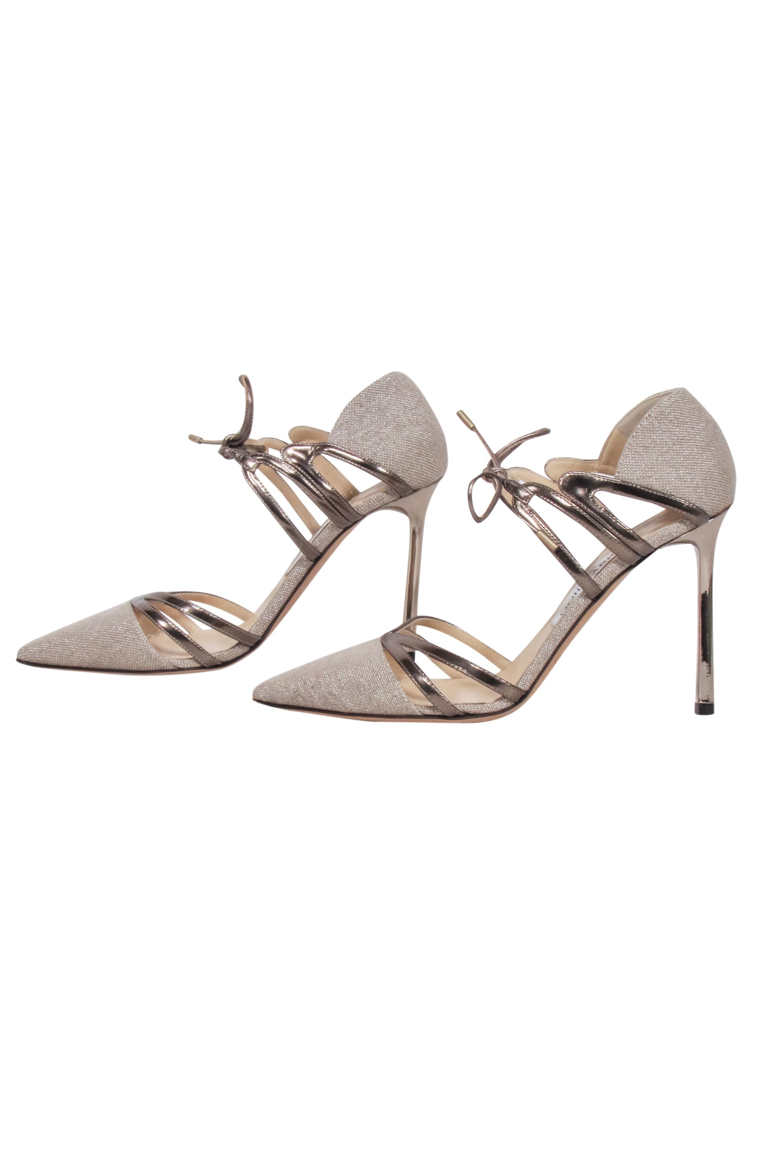 Jimmy Choo Nude Metallic Pointed Toe Pumps - Size 8: Glam Up Your Look!