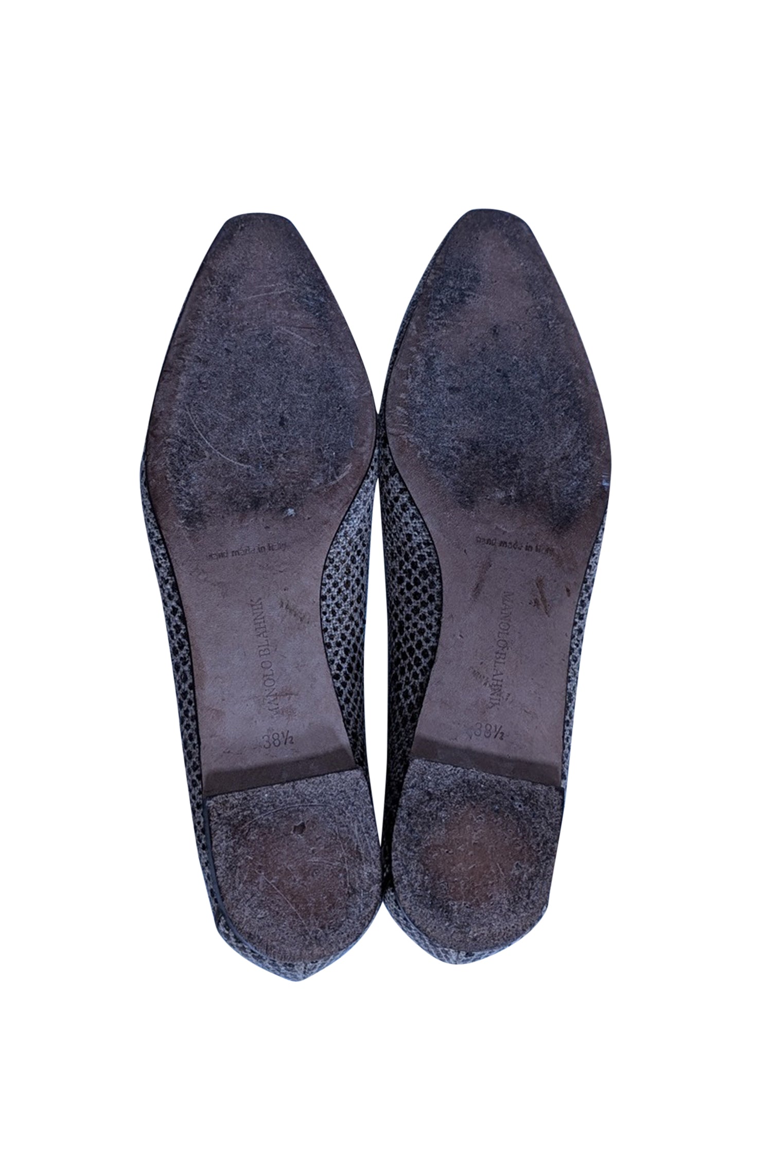 Manolo Blahnik - Exquisite Beige & Bronze Animal Print Flats, Size 8.5