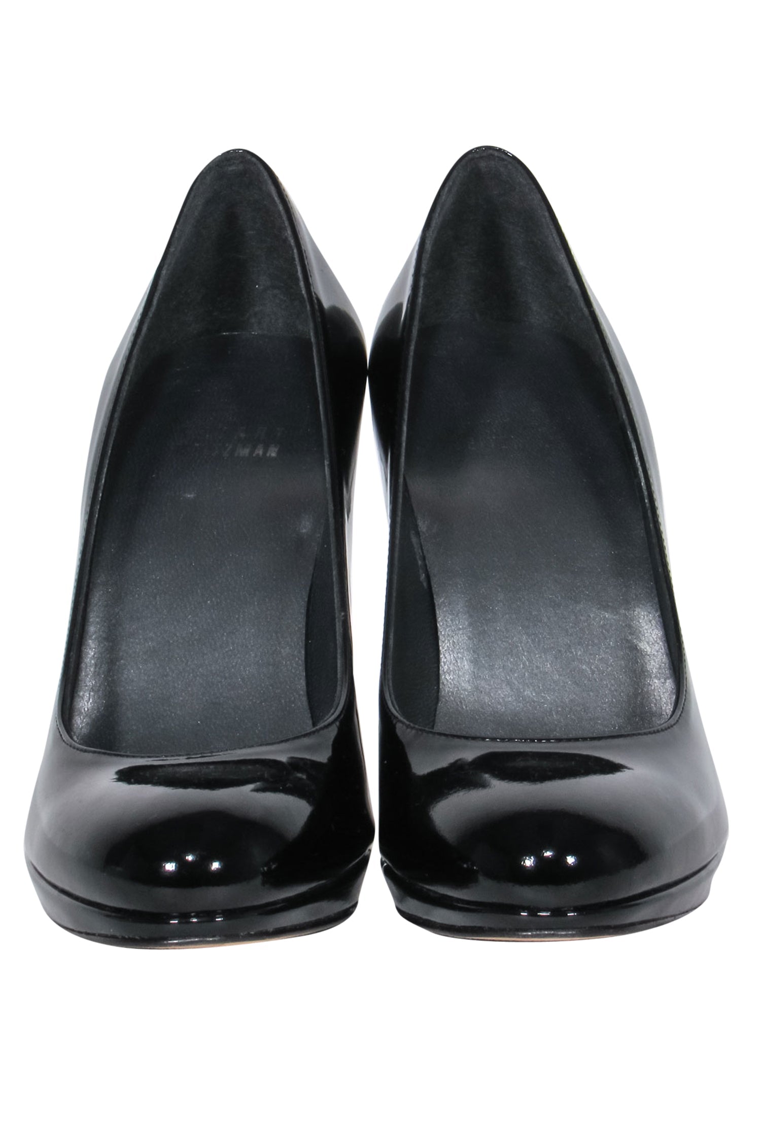 Stuart Weitzman's Stunning Black Patent Leather Round Toe Pumps - Size 7.5