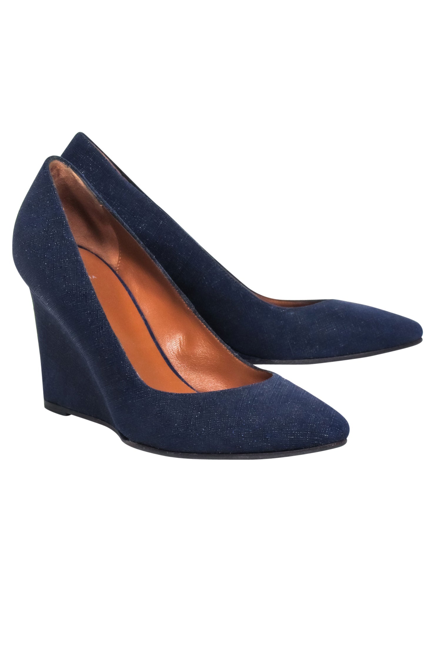 Aquatalia Navy Textured Wedge Heels - Size 8: Fashionable Office to Happy Hour Essential