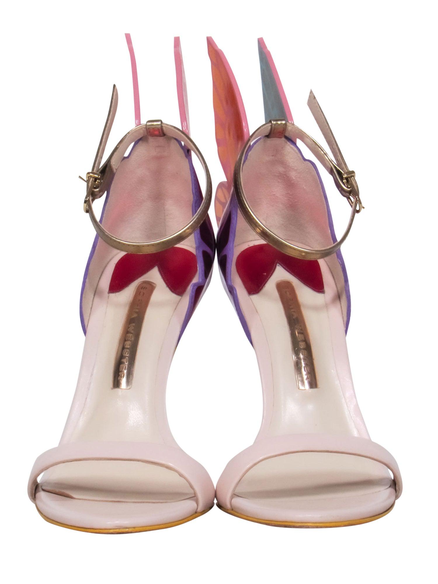 Sophia Webster's Magical Purple, Pink & Yellow Strappy Butterfly Heels - Size 6.5