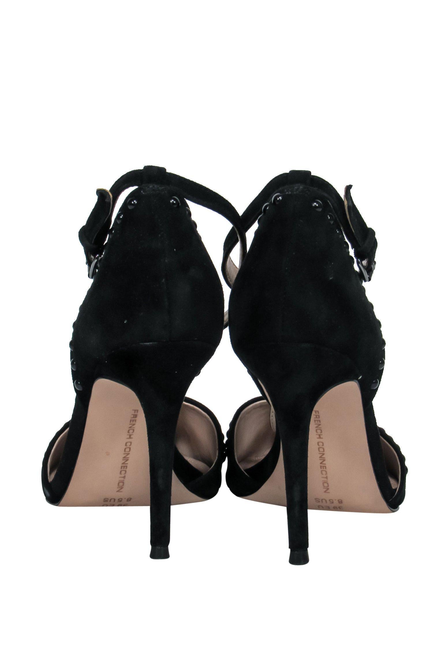 French Connection Elanah Black Suede Studded Pointed Toe Pumps - Size 8.5