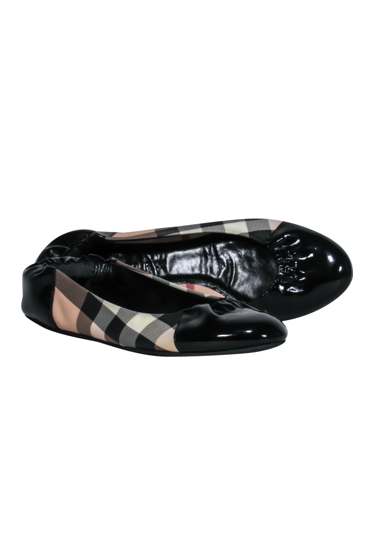Gorgeous Burberry Tartan Ballet Flats in Black, Tan, Red & White - Size 10