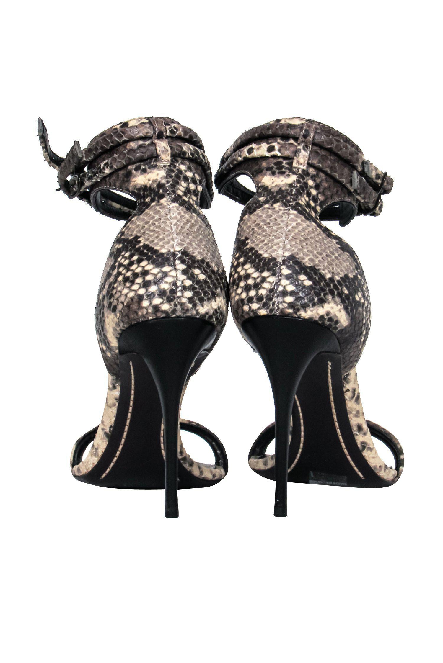 Giuseppe Zanotti - Stunning Beige & Grey Snakeskin Strappy Pumps in Size 6