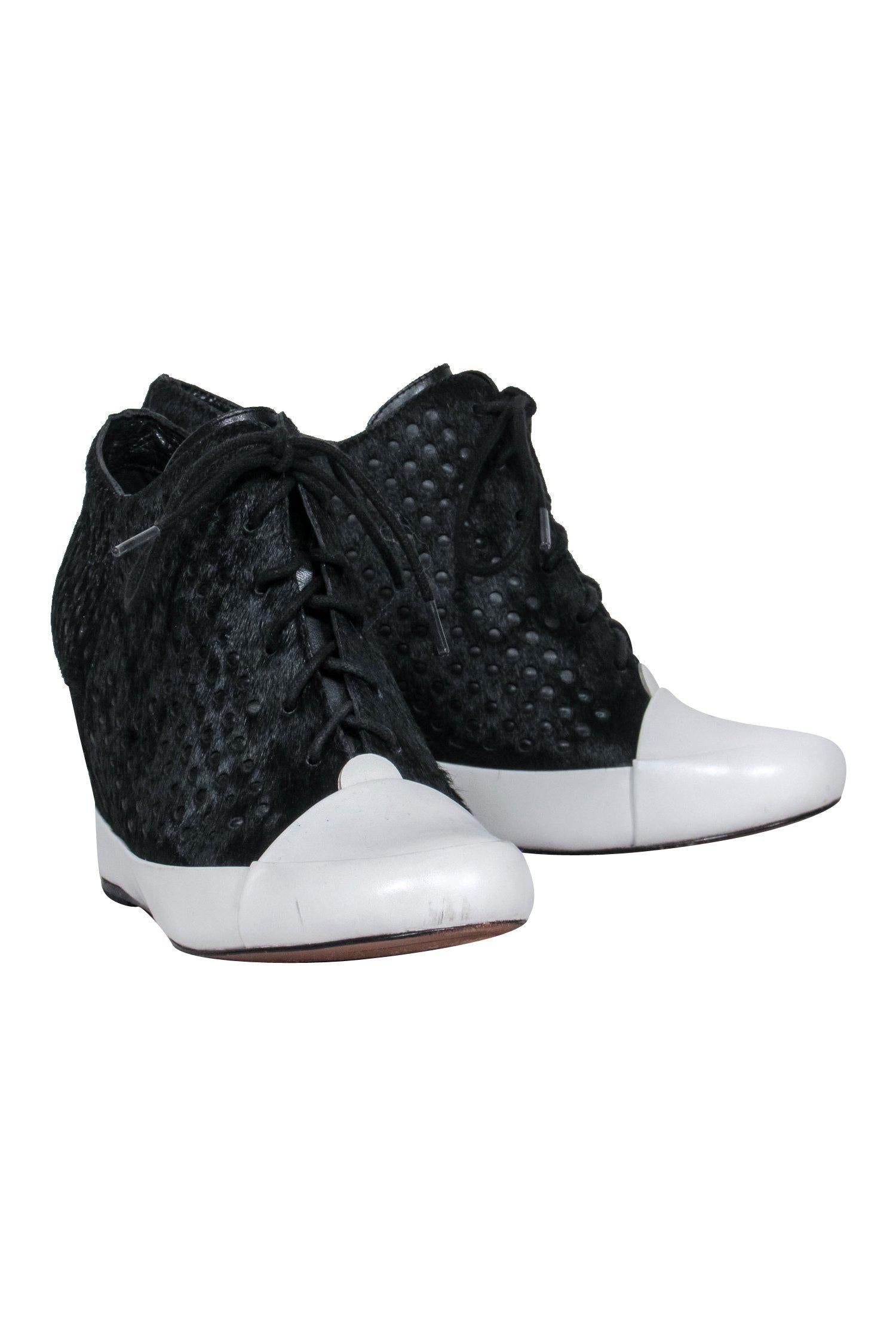 Derek Lam 10 Crosby - Stylish Black Perforated Ponyhair Sneakers Size 6.5