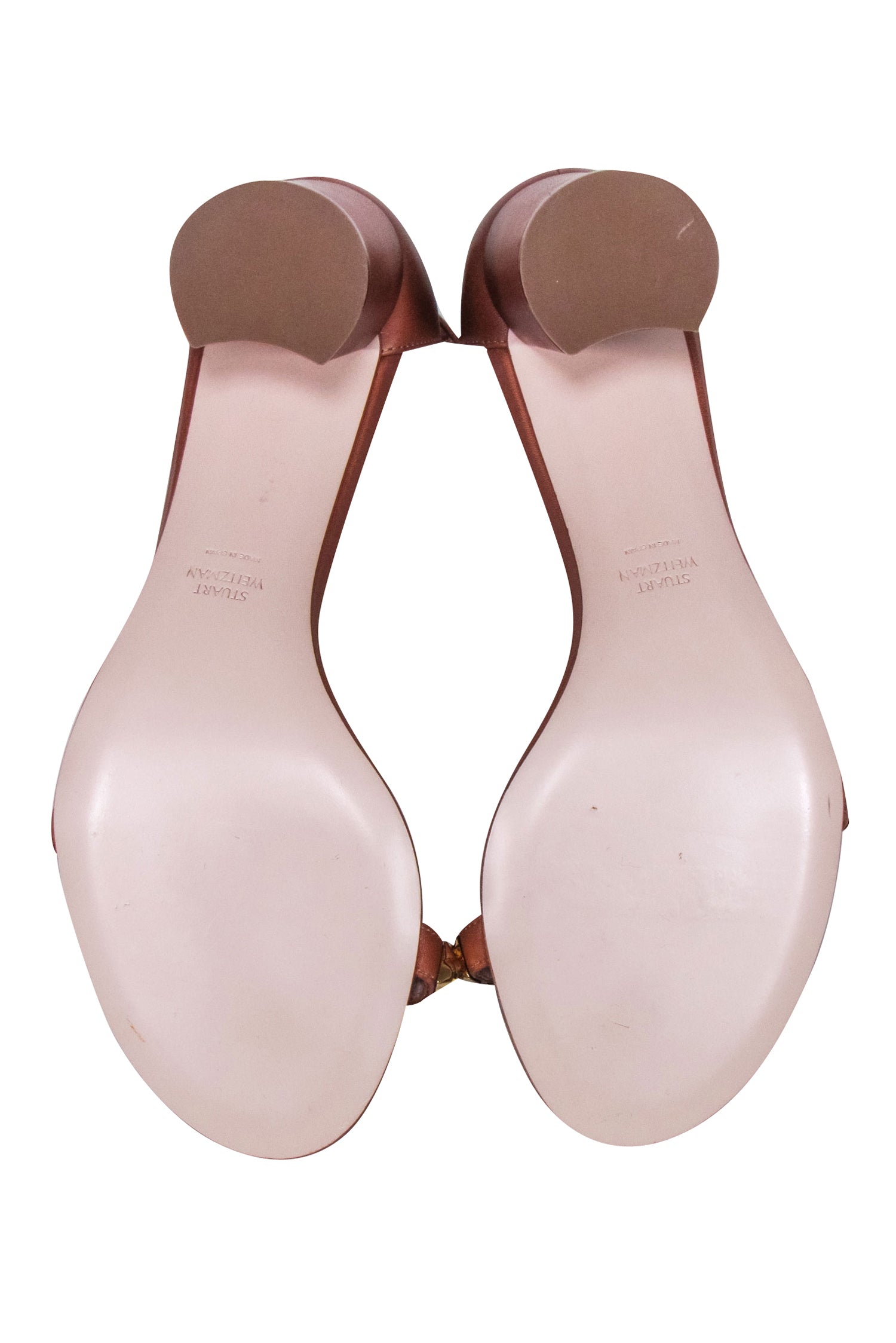 Stuart Weitzman Tan Studded 'Rosemarie' Leather Sandals - Size 7.5