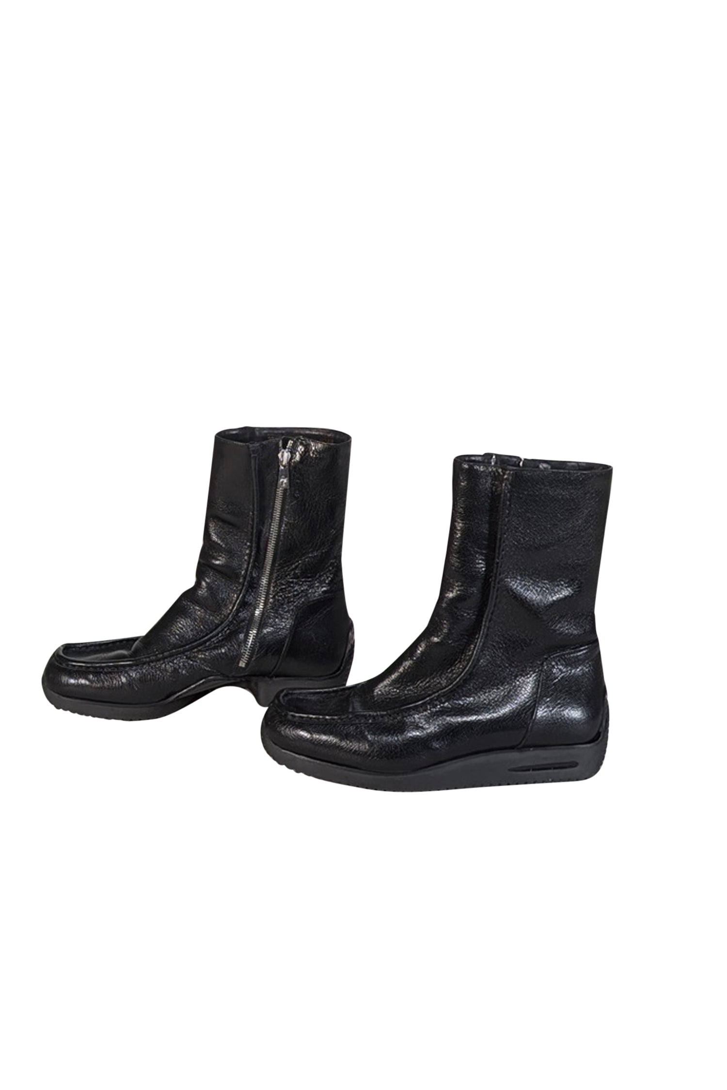 Bally's Stunning Black Patent Leather Shearling-Lined Boots - Size 9