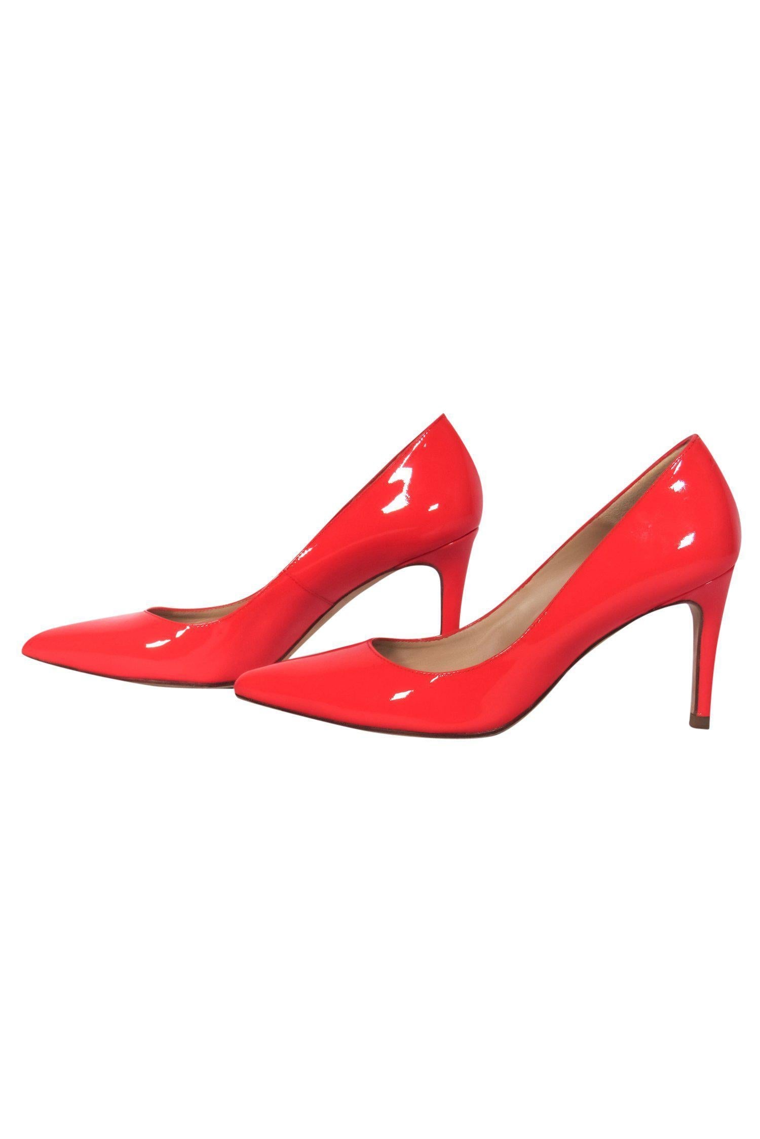L.K. Bennett Coral Patent Leather Pointed Toe Pumps - Size 7: A Must-Have for Miami Nights!