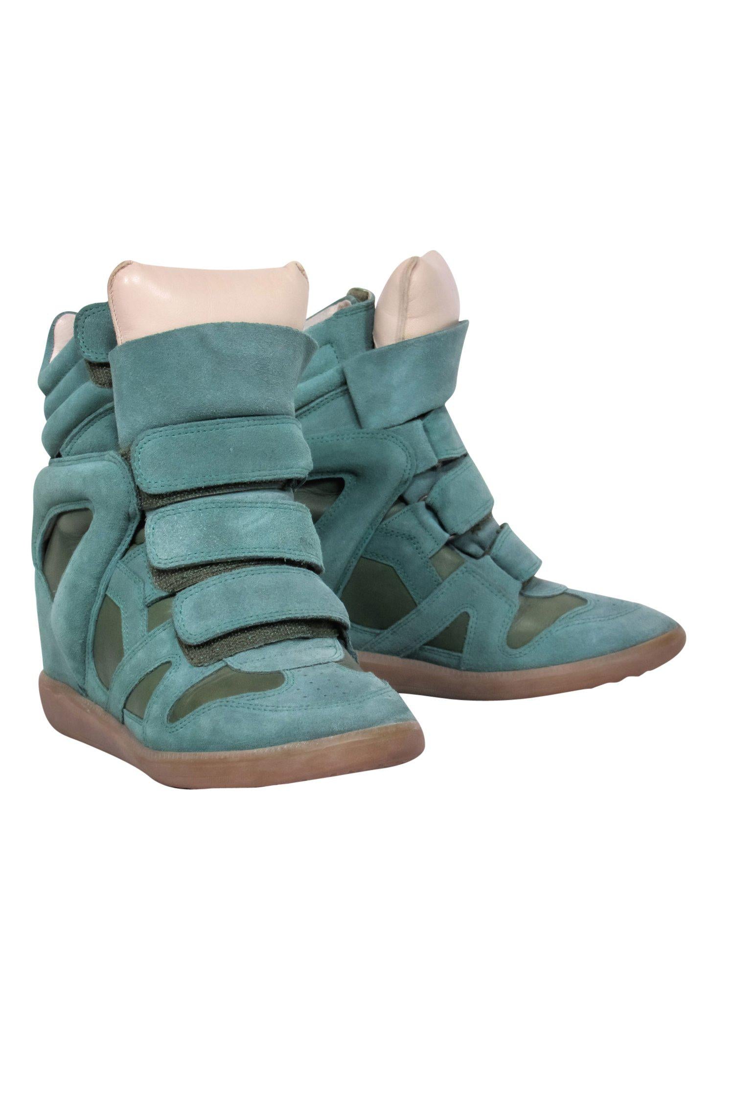 Isabel Marant Sage Green Suede Wedge Sneakers - Size 8: Elevate Your Style!