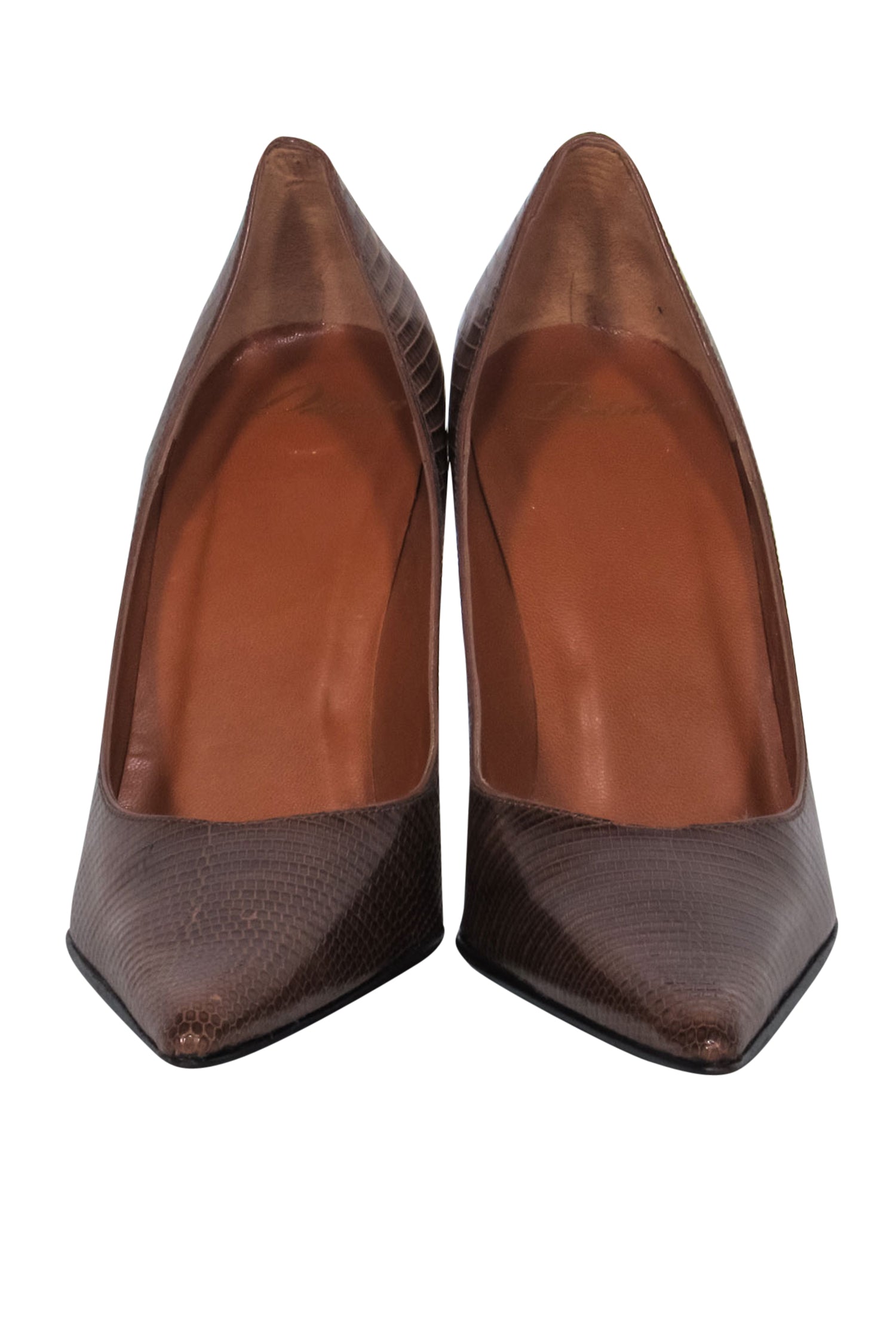 Delman Brown Leather Snakeskin Embossed Pointed - Toe Stilettos Size 6: A Fashion Statement!