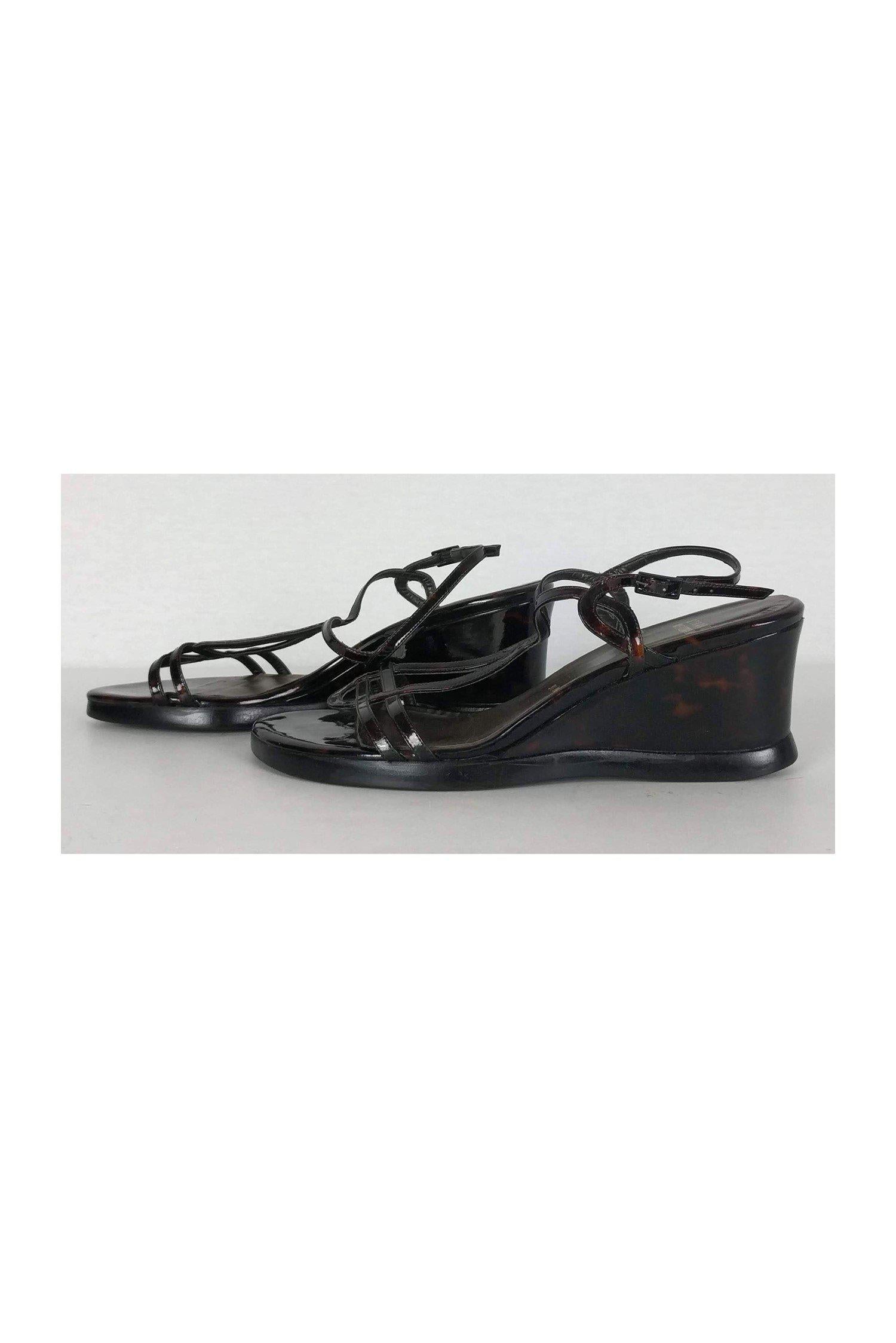 Stuart Weitzman's Stunning Tortoise Patent Leather Wedges - Size 9.5