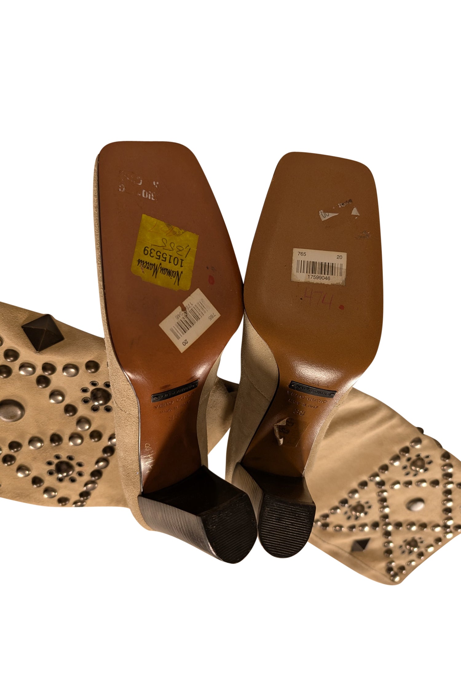 Dolce & Gabbana's Stunning Beige Suede Studded Boots - Size 8