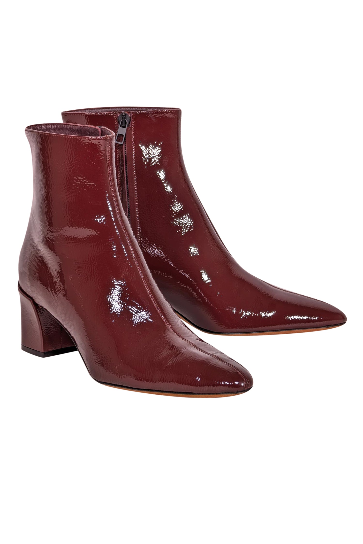 Vince 'Charli' Red Wine Patent Leather Short Boots - Size 8.5