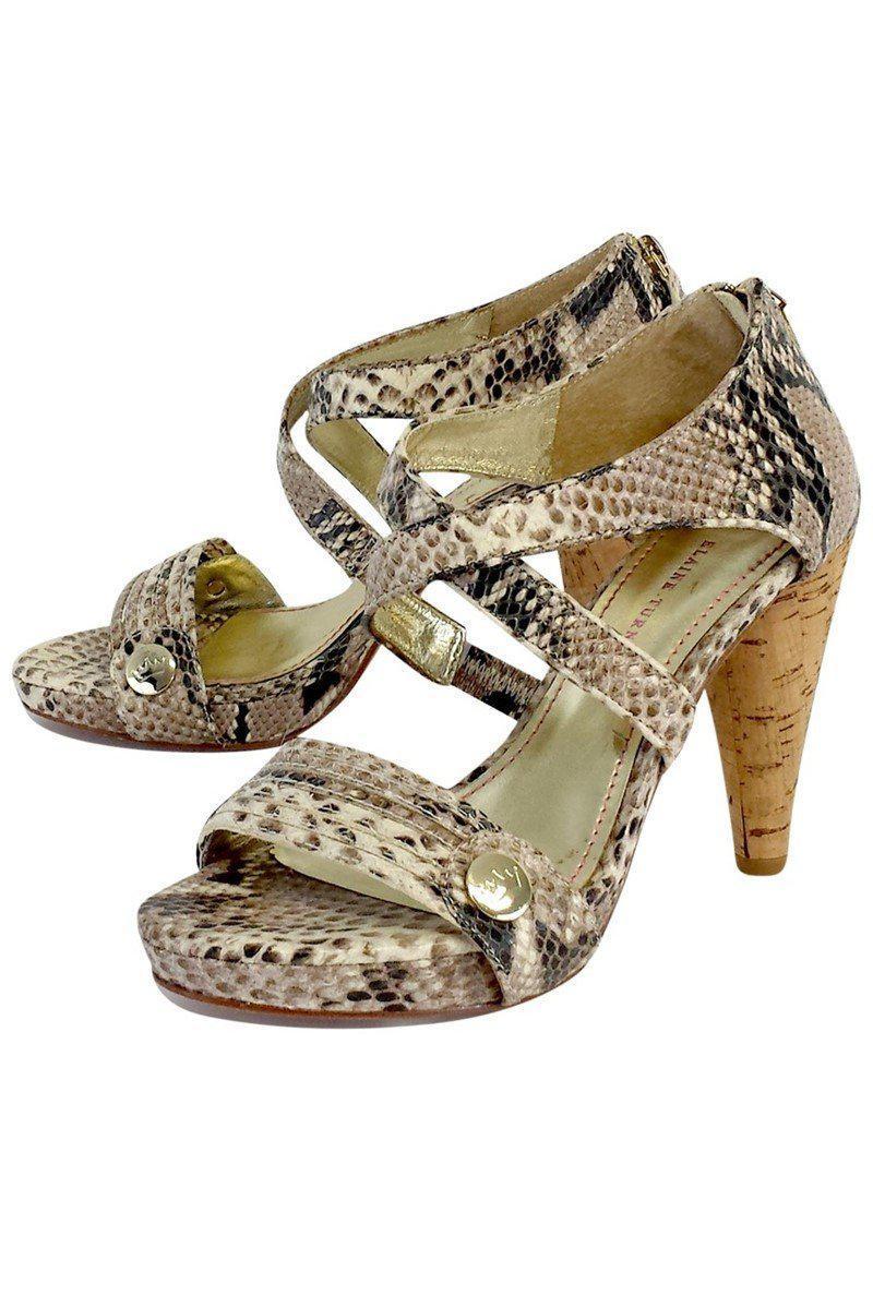 Gorgeous Elaine Turner Beige Python Print Heels in Size 9 - A Must-Have!