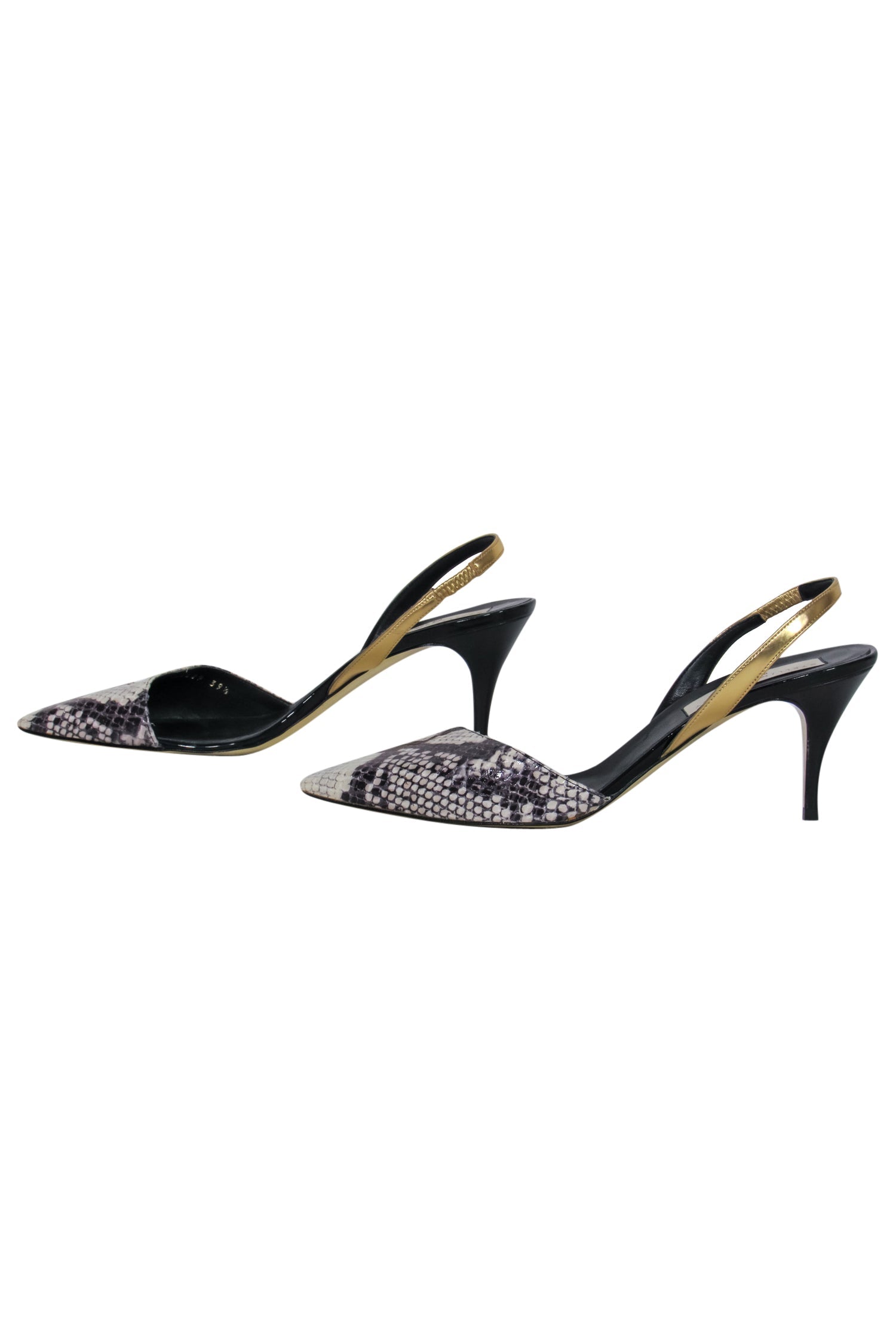 Stella McCartney Black & Beige Snakeskin Print Slingback Pumps - Size 9.5 - Glam for Your Nights Out