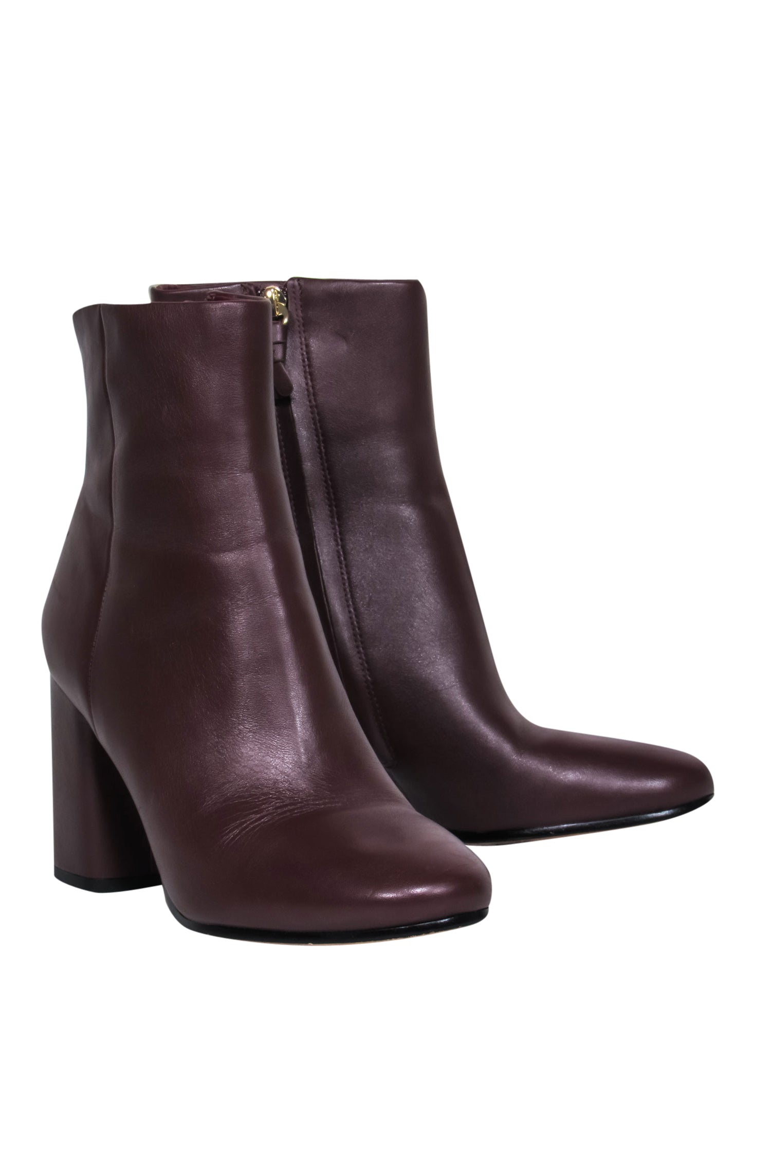 Diane von Furstenberg Burgundy Almond Toe Block Heel Booties - Size 8.5 - Fashion Essential