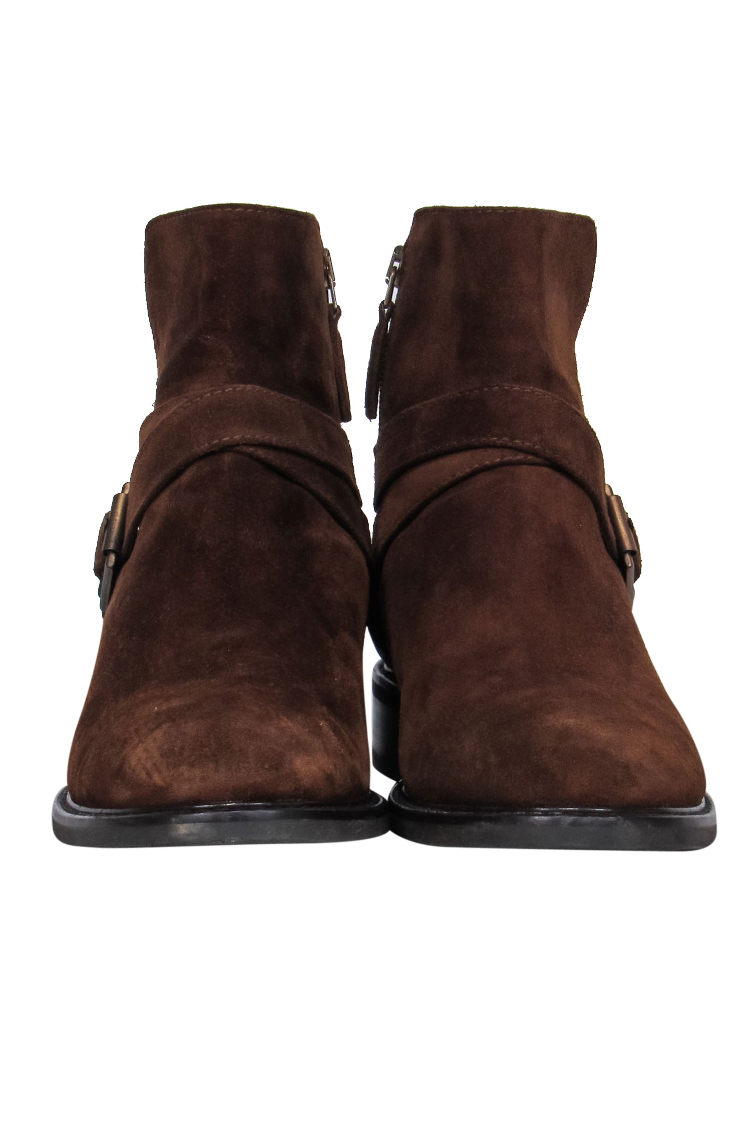 Aquatalia Chocolate Brown Suede Ankle Booties with Buckle - Size 8: Fall Fashion Must - Haves!
