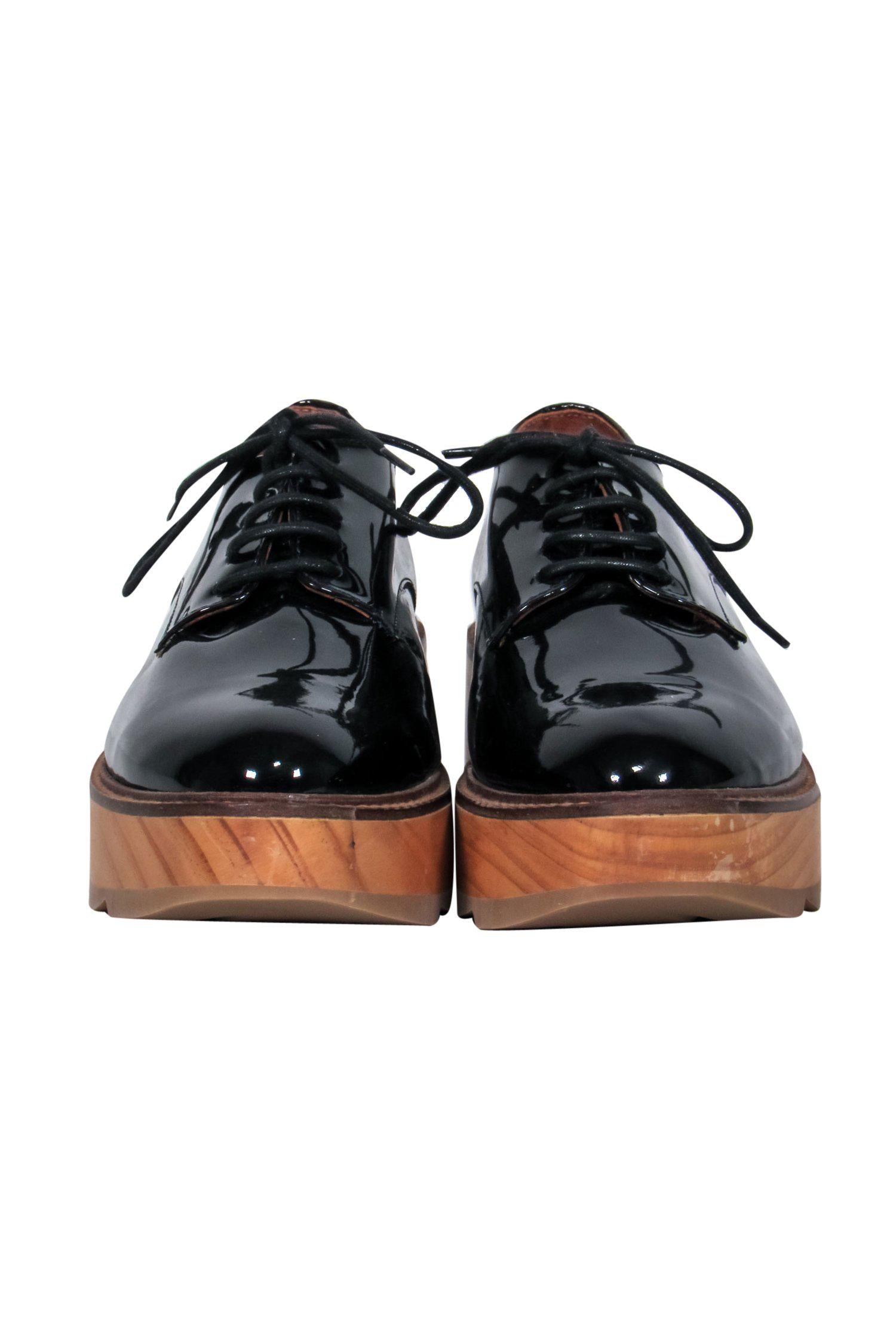 Whistles Dark Navy Patent Platform Oxfords - Size 7 - Stylish and Comfortable