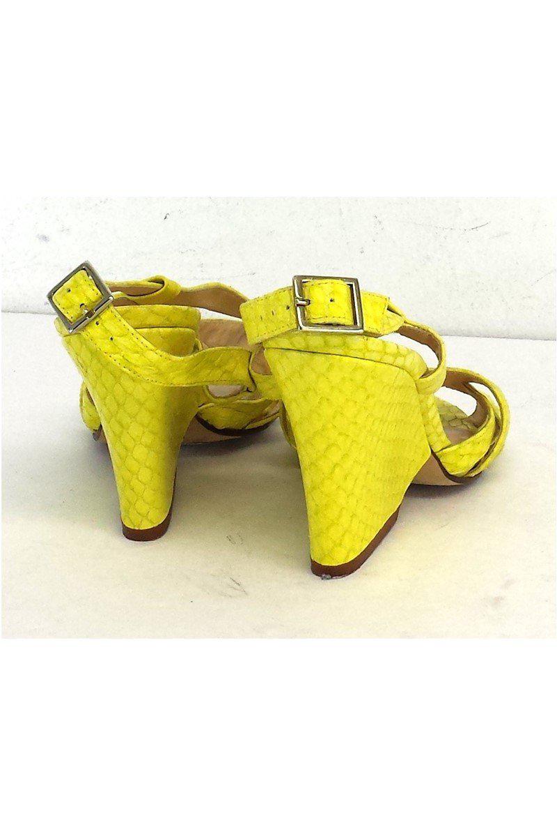 Kate Spade Lime Yellow Snakeskin Leather Wedges - Size 5 - Irresistible Style!