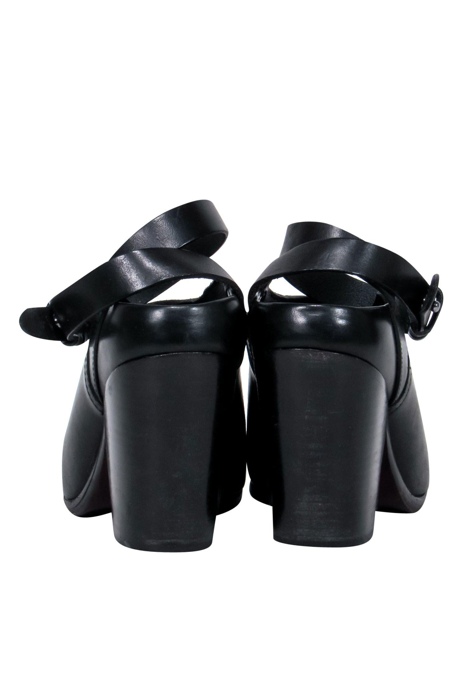 Rag & Bone - Stunning Black Leather Ankle Wrap Shooties, Size 7.5