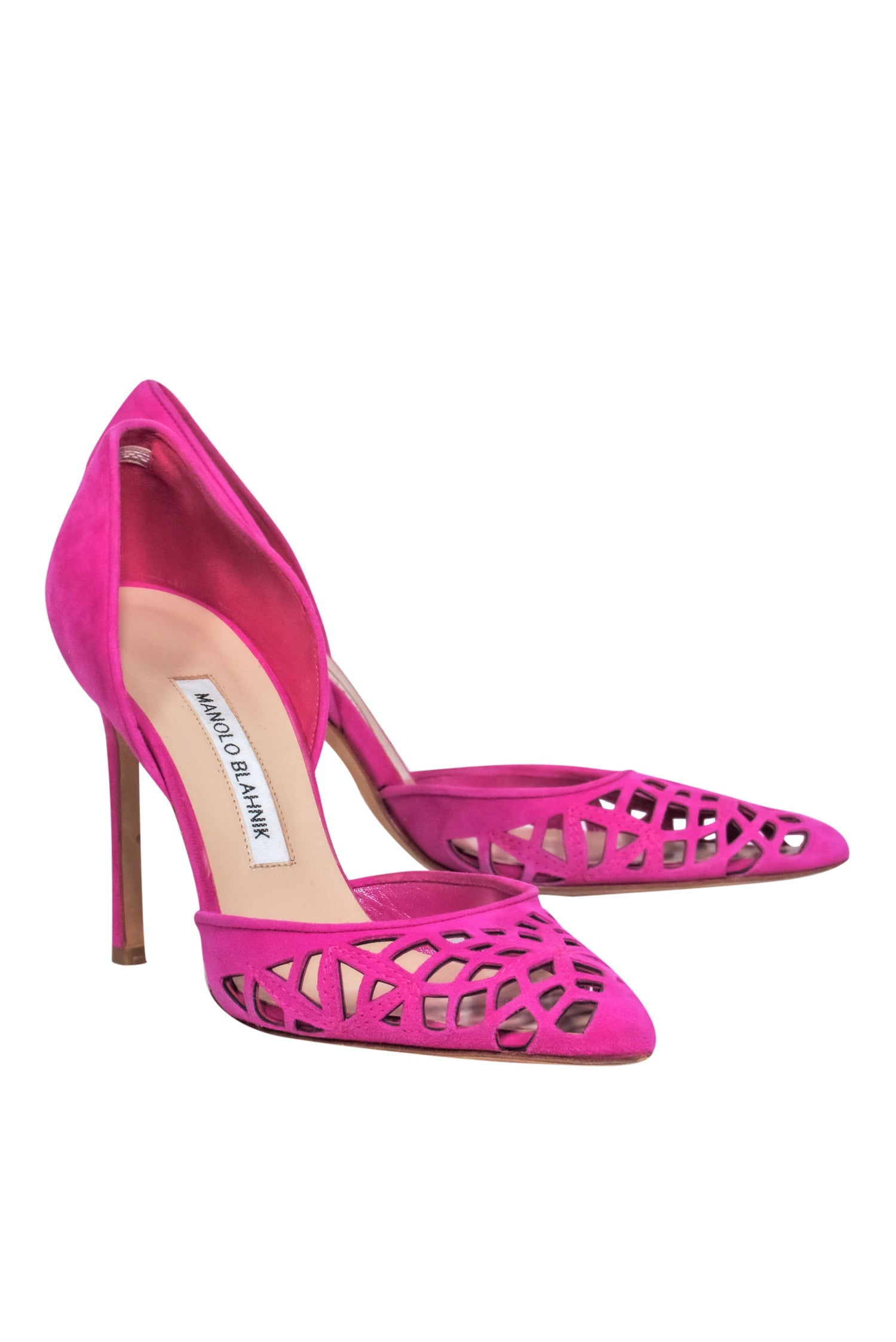 Manolo Blahnik Hot Pink Suede Cutout D'Orsay Pumps - Size 8: A Fashion Must-Have!