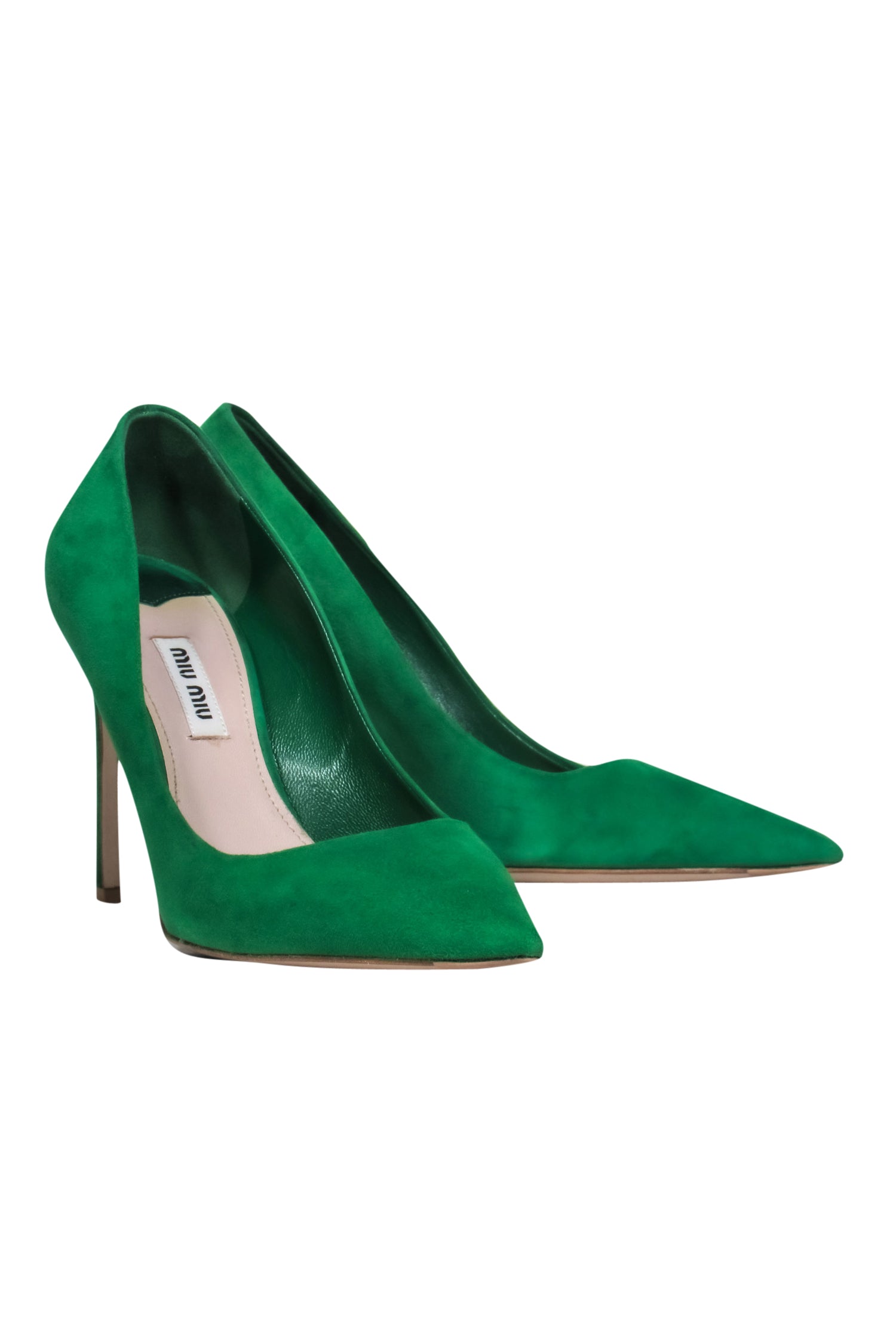 Miu Miu Green Suede Pointed-Toe Pumps - Size 7: A Fashion Statement!