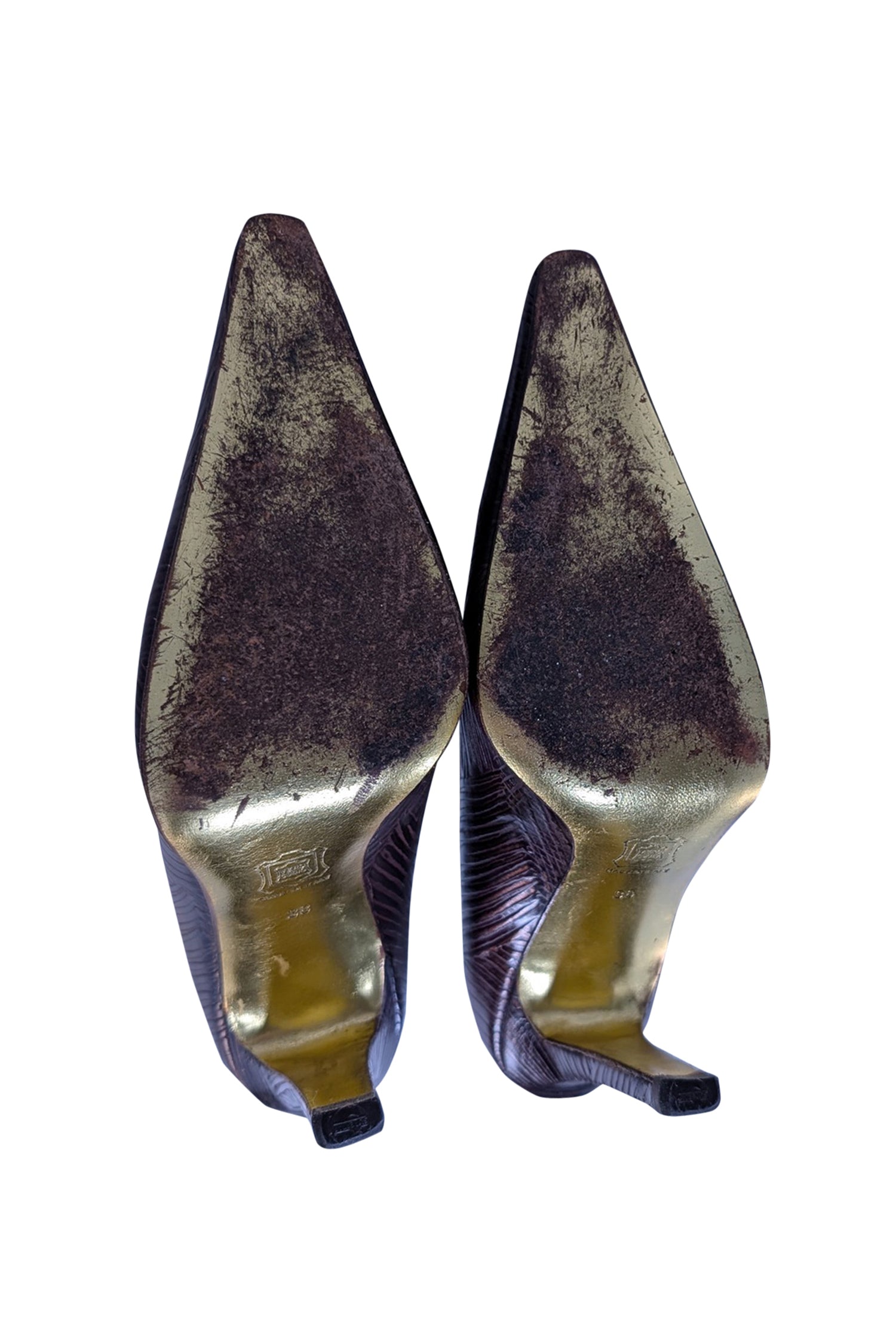 Christian LaCroix Brown Textured Leather Pumps - Size 8, Vintage Office Chic
