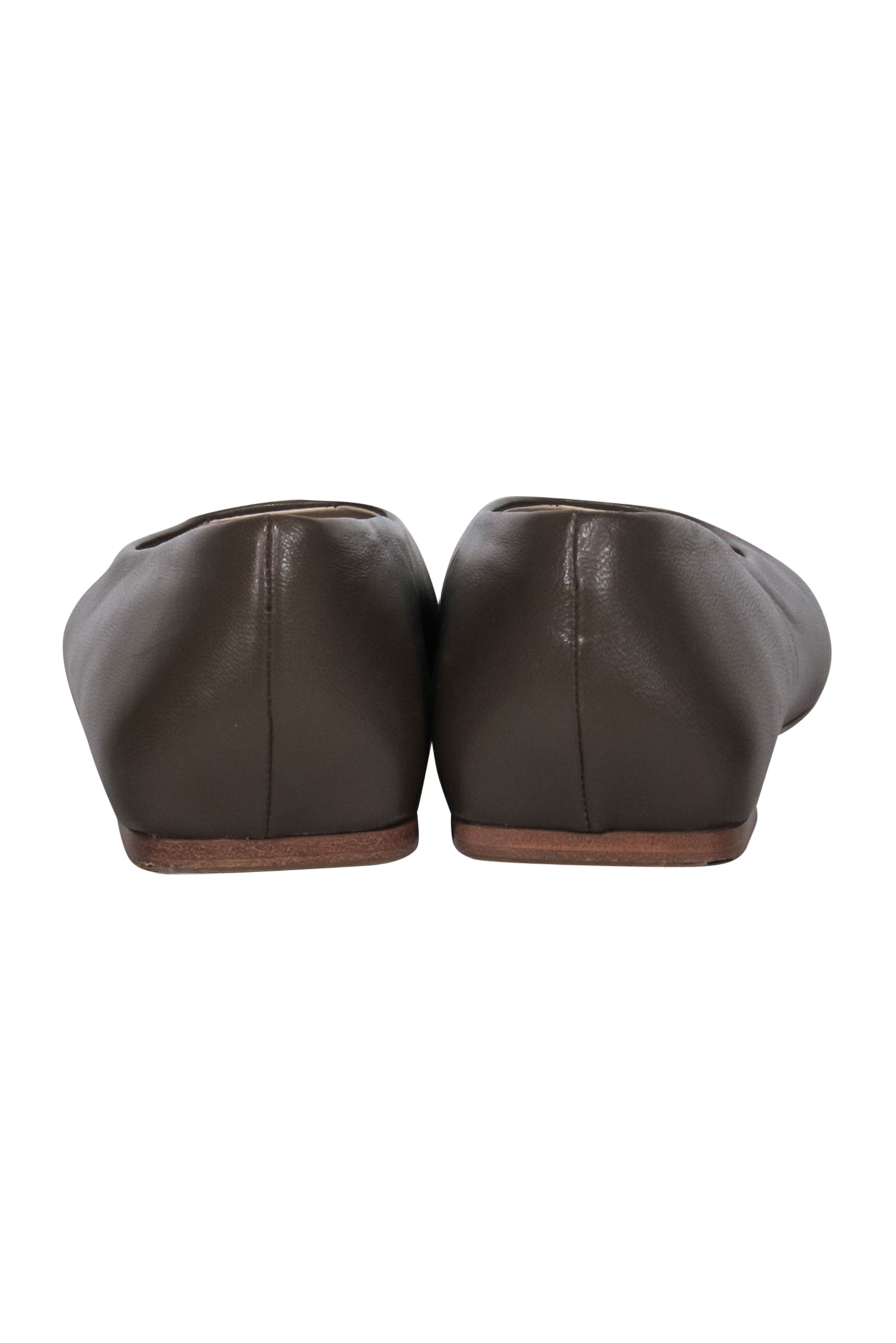 Theory Brown Leather Square Toe Flats - Size 7.5: Elevate Your Office Style!
