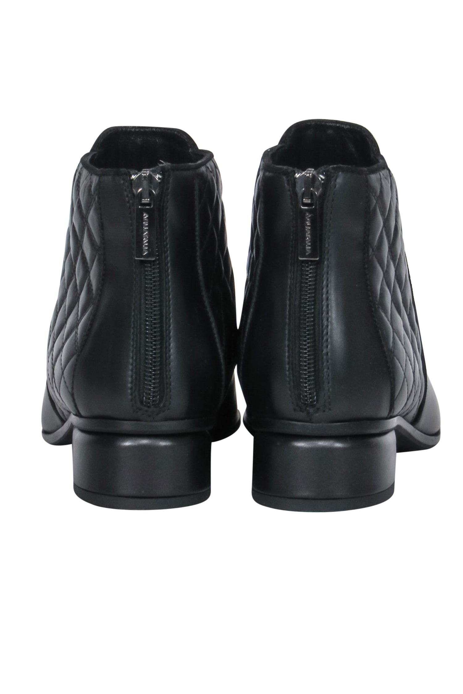 Aquatalia Black Leather Quilted Trim Block Heel Ankle Booties - Size 9