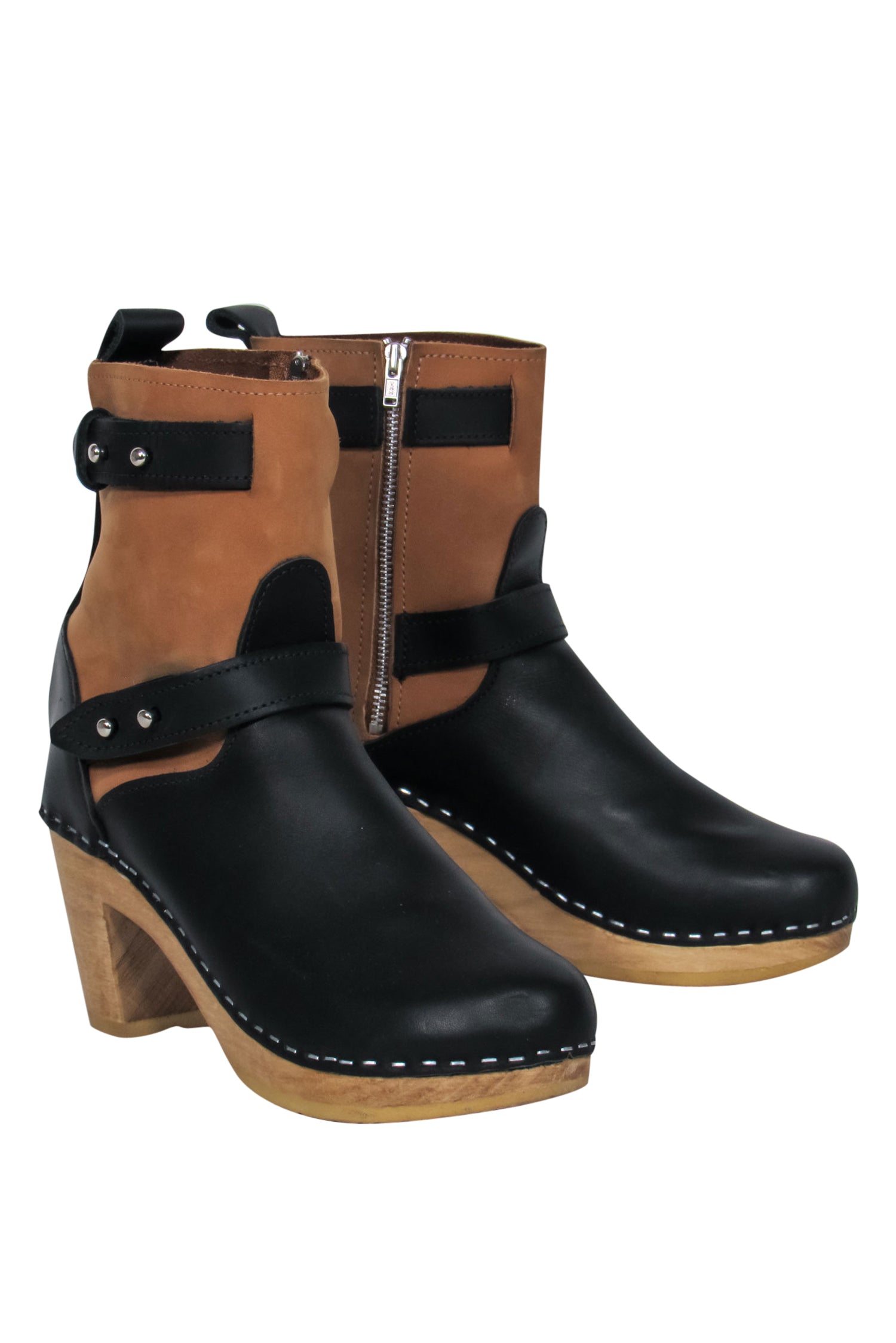 Loeffler Randall - Stunning Black & Tan Clog-Style Heeled Booties in Size 9