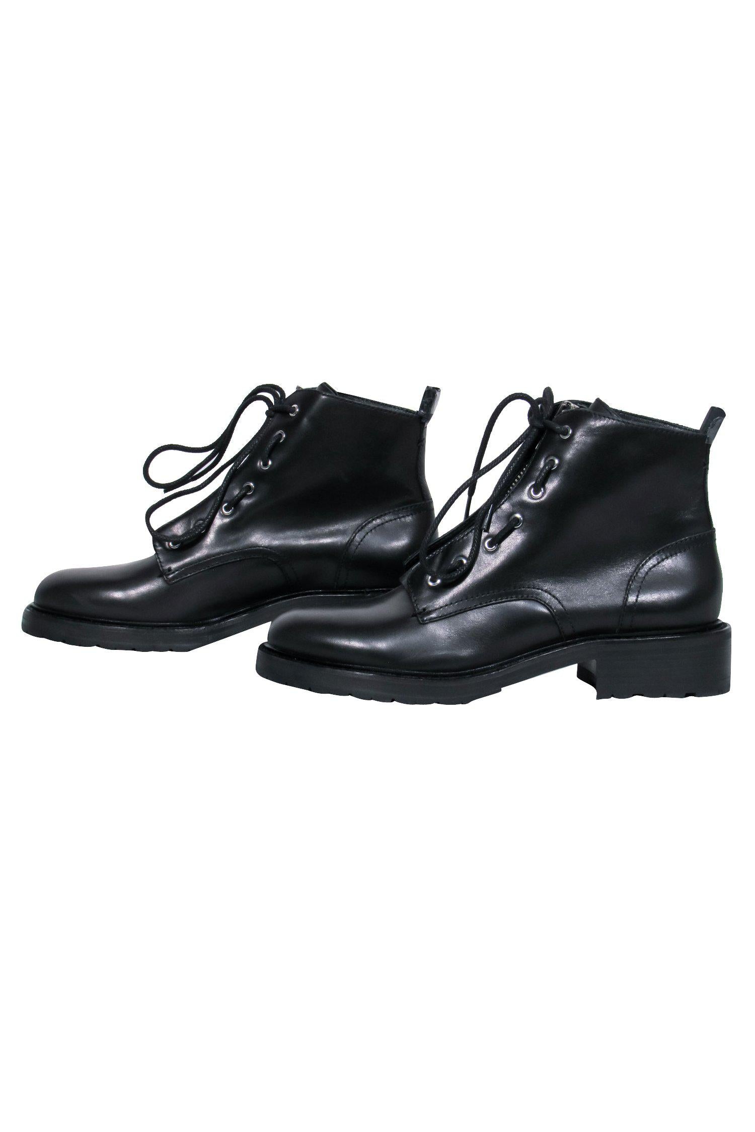 Rag & Bone Black Leather Combat Booties - Size 9: Unleash Your Punk Style!
