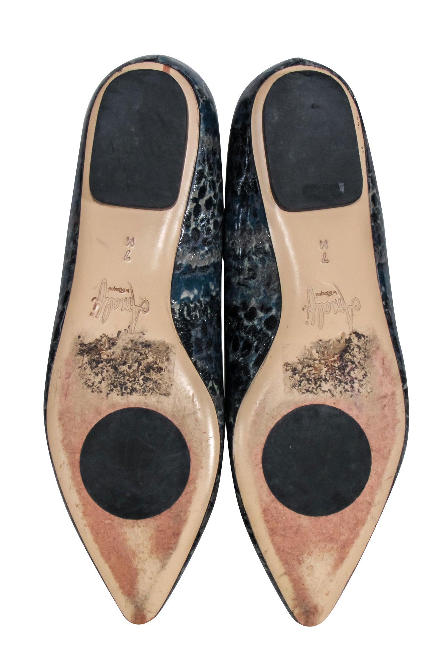 Rangoni's Amalfi Green & Black Print Patent Flats - Size 7
