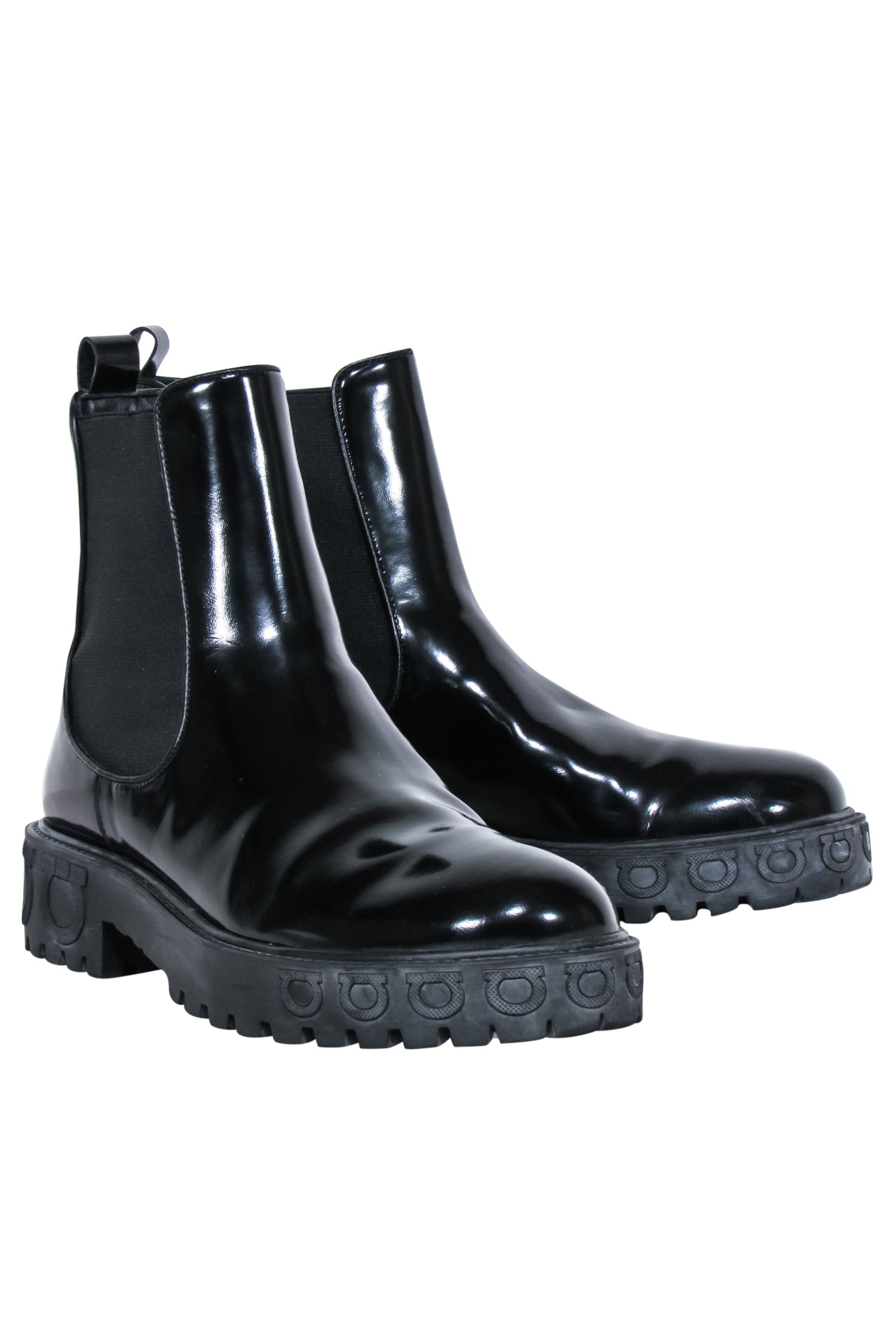 Ferragamo Black Leather Block Heel Booties - Size 9.5: A Fashion Statement!