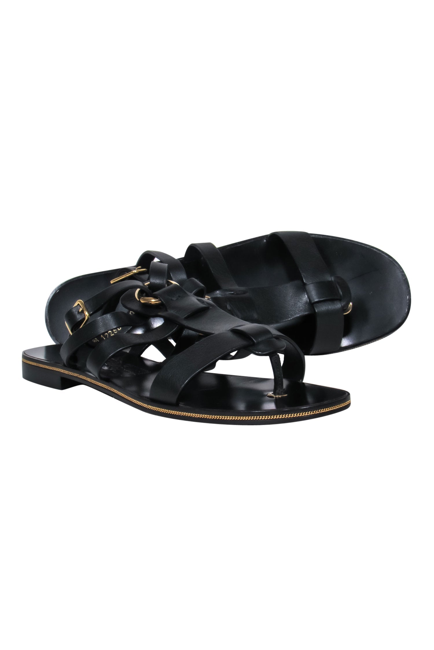 Ferragamo Black Leather Caged Sandals with Gold Hardware - Size 8: Summer Glam Essential