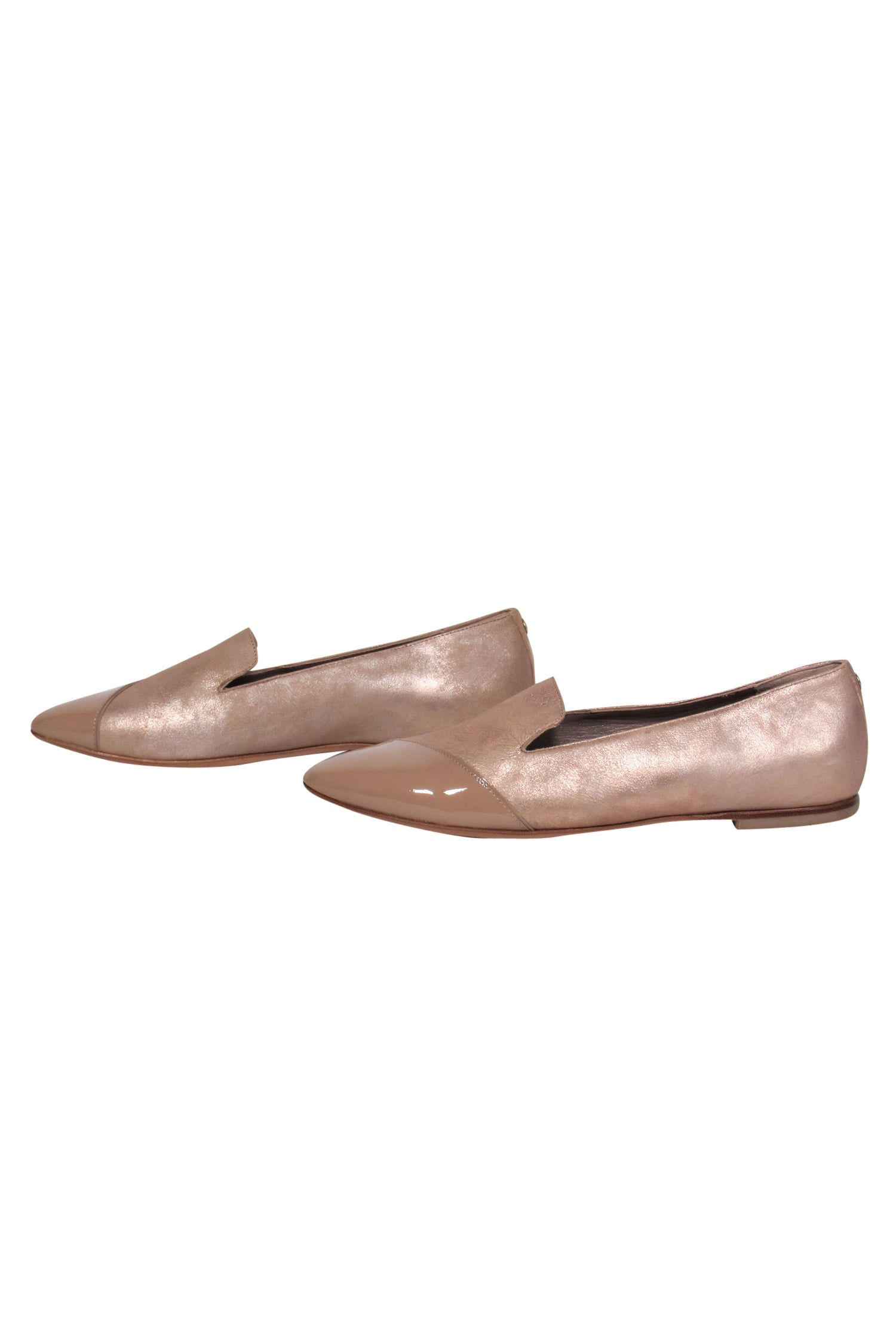 AGL Gold & Nude Toe Cap Loafers - Size 10 - Timeless Elegance