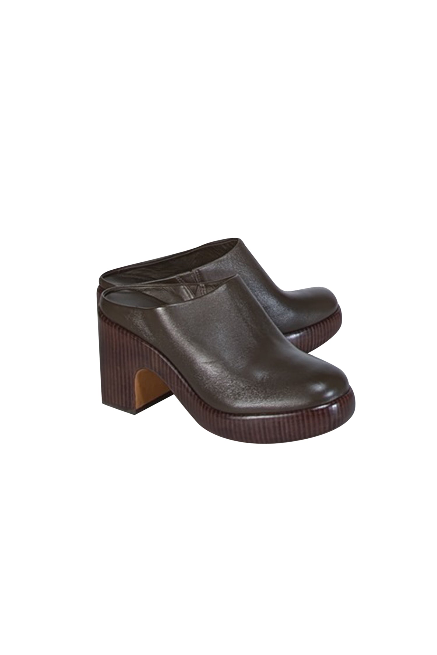 Vince Dark Brown Leather Luxury Mule Clogs - Size 8