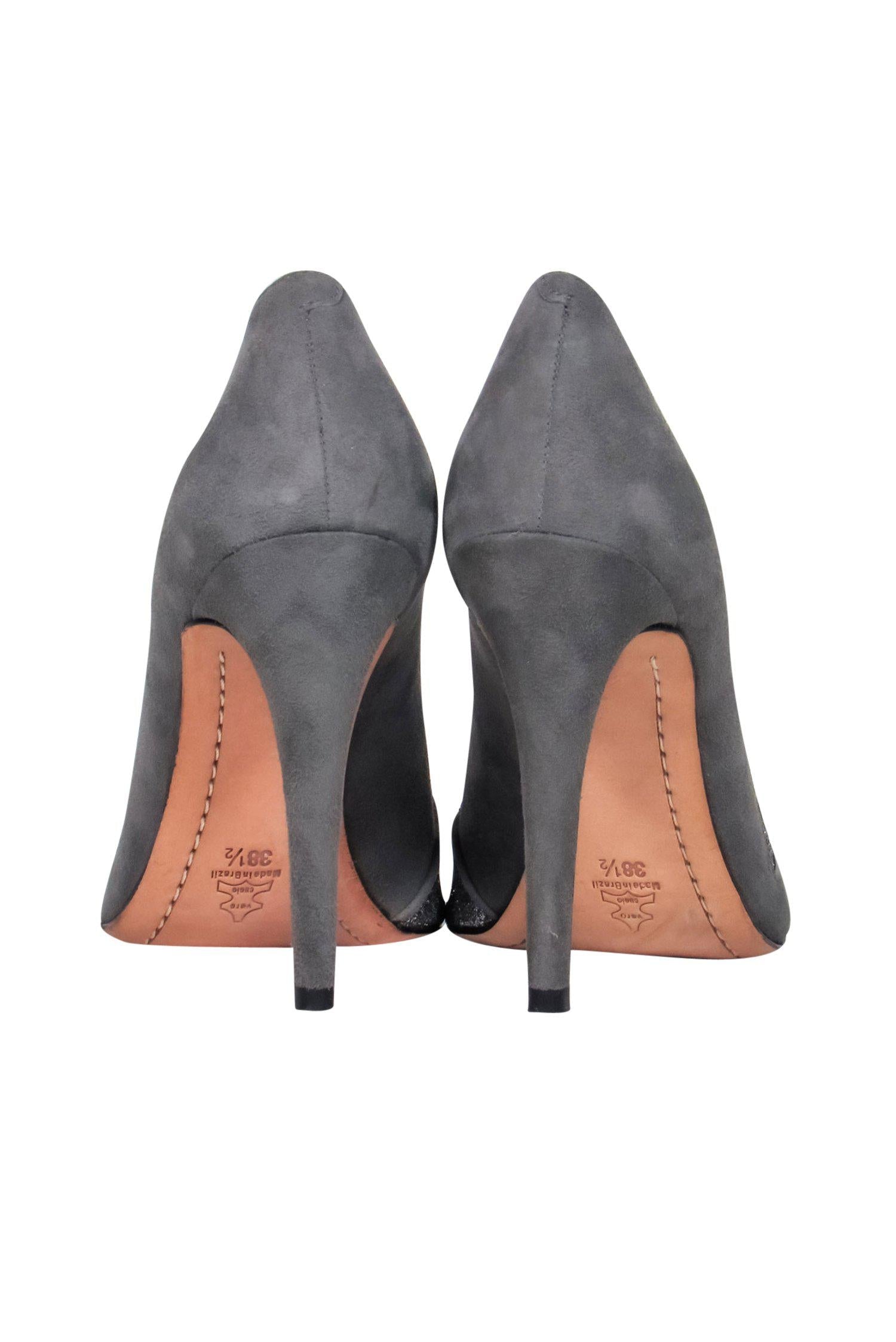 Alice & Olivia Grey Suede Sparkly Pointed Toe Pumps - Size 8.5