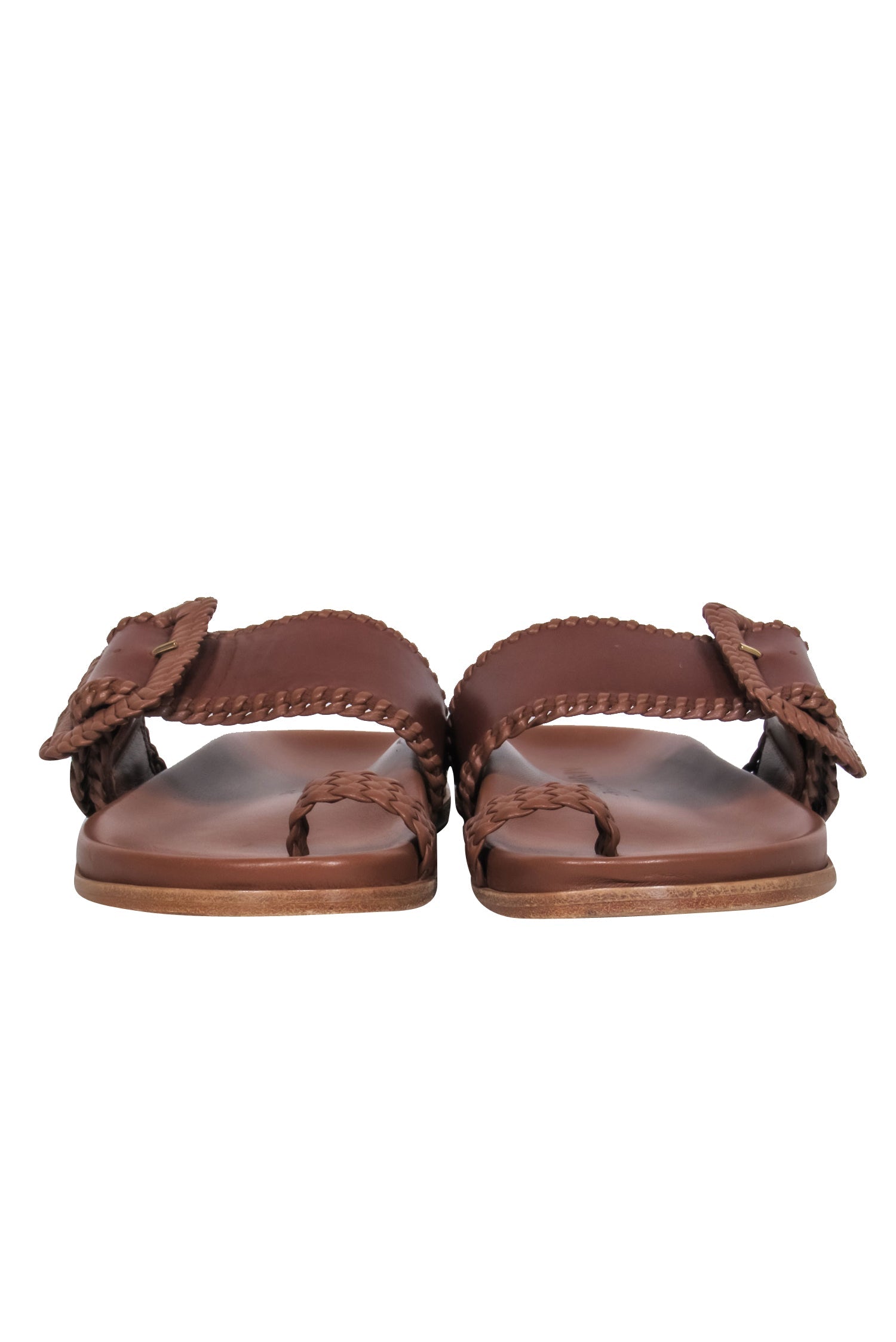 Marion Parke Cognac Leather Buckle Sandals - Size 6