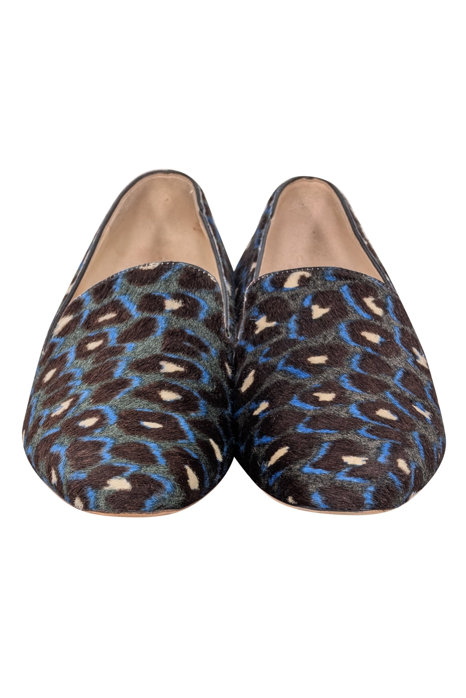 Jimmy Choo Blue & Grey Leopard Print Flat Shoes - Size 6