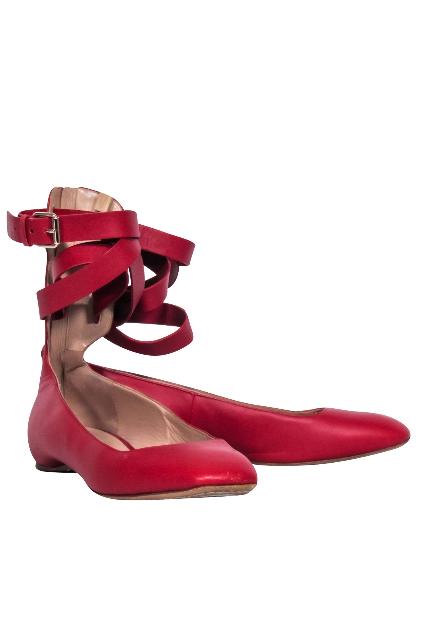 Valentino Red Gladiator Ballet Flats - Size 8.5