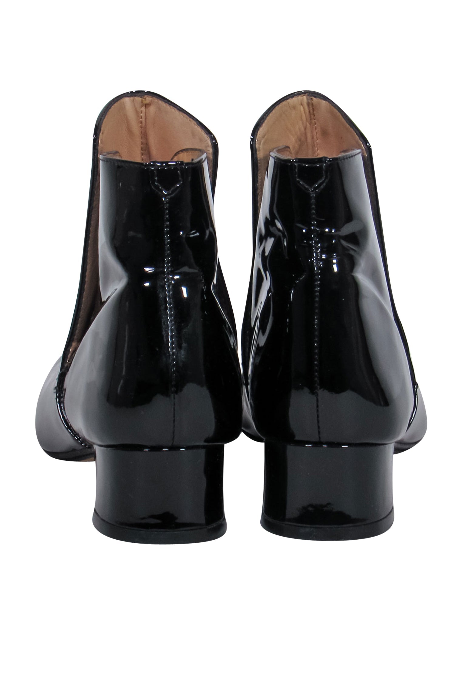 Robert Clergerie Black Patent Leather Low Block Heel Booties - Size 7.5 - A Timeless Fashion Must-Have