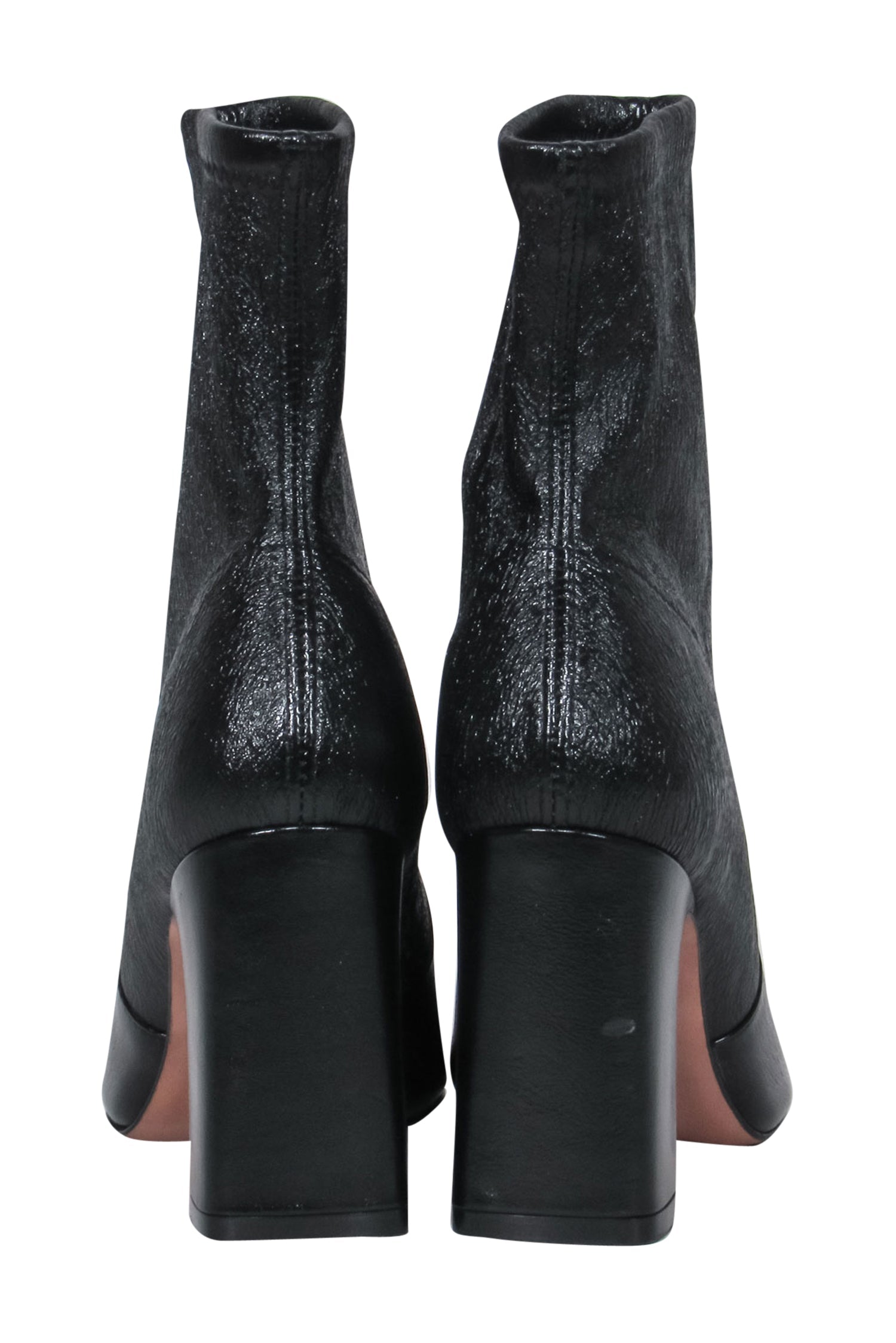 Stuart Weitzman Black Crackled Leather Block Heel Booties - Size 6: Elevate Your Autumn!