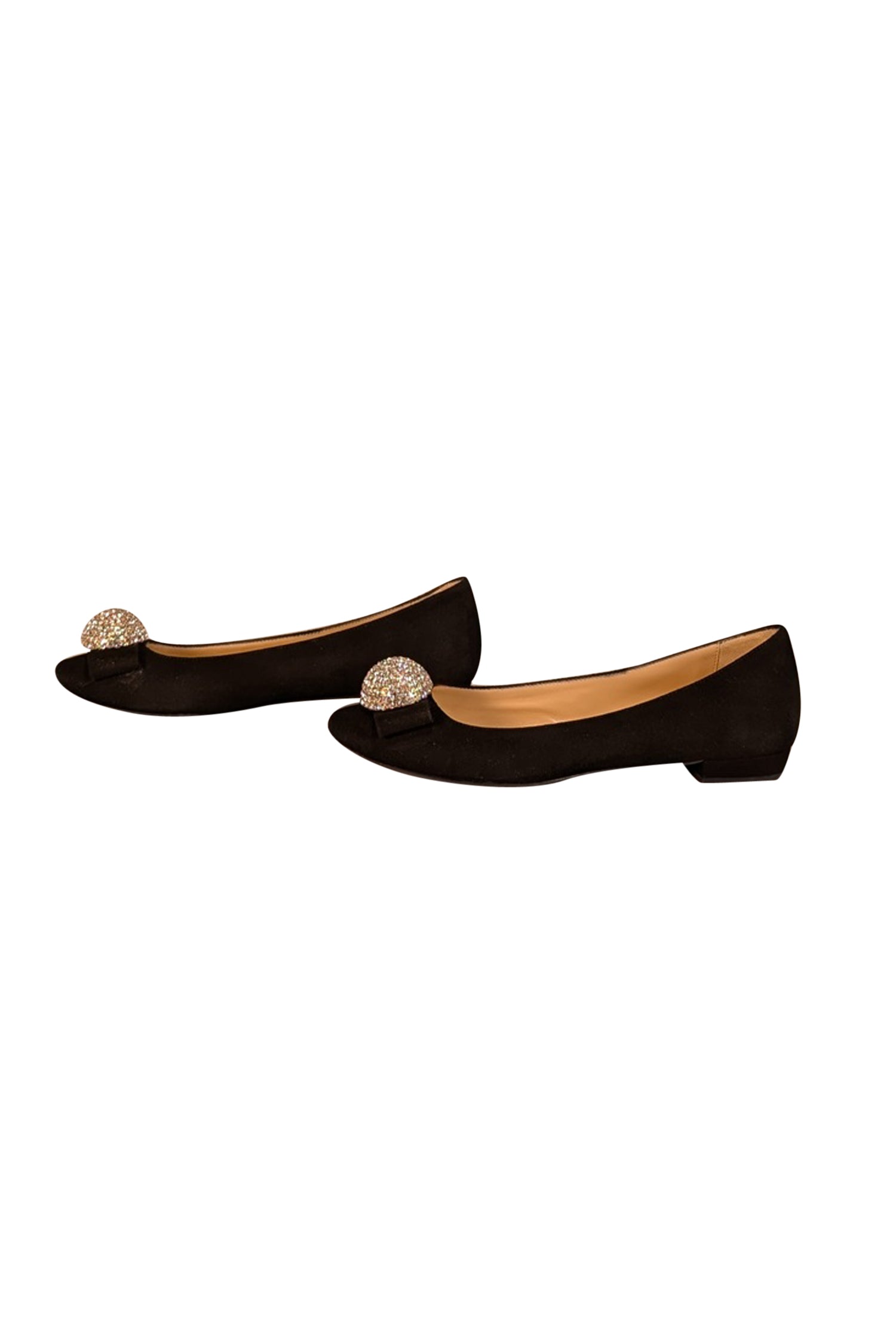 Kate Spade Black Suede Rhinestone Ball Toe Flats - Size 7.5