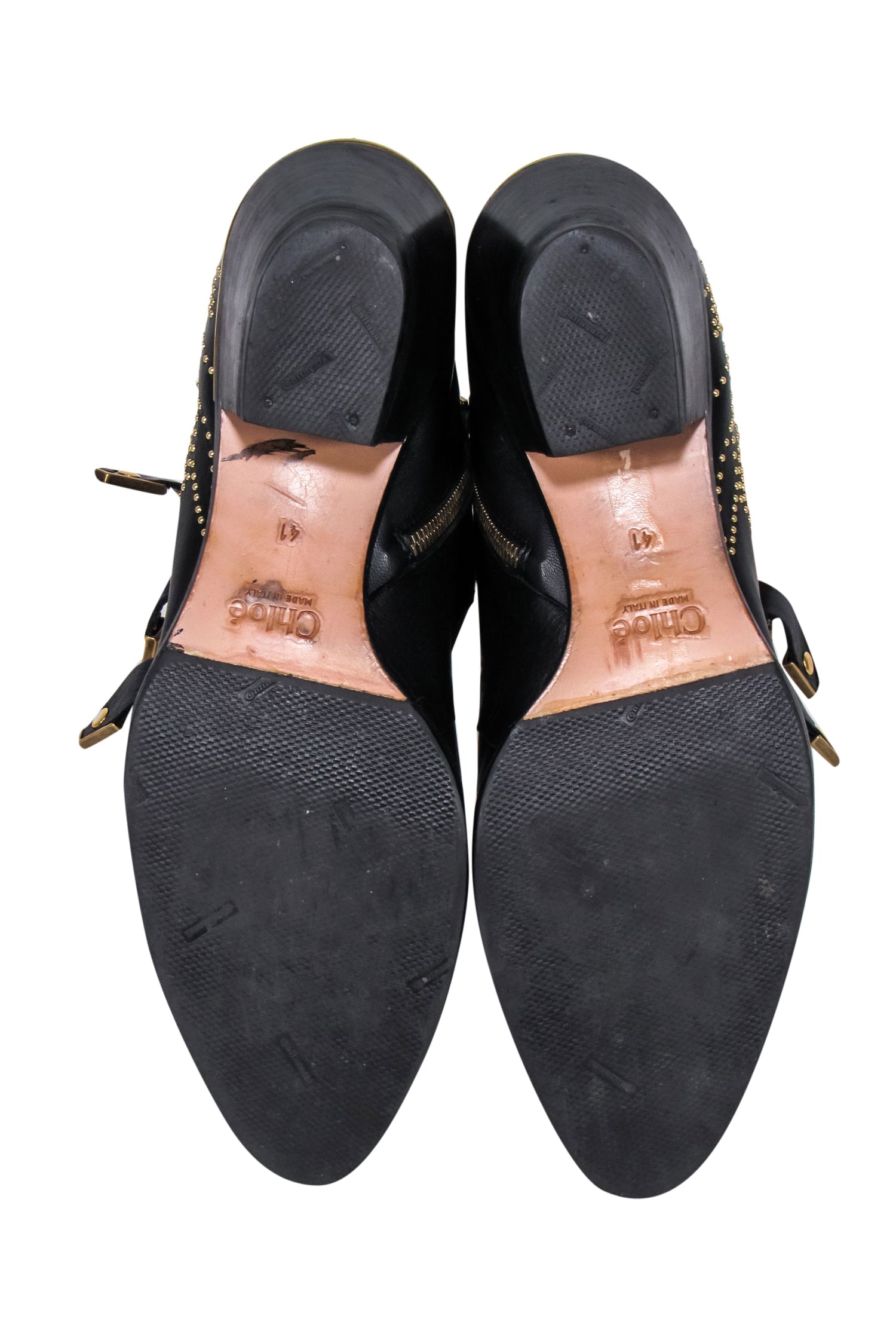 Chloe Black Leather Gold Studded Susanna Booties - Size 11: A Fashion Statement!