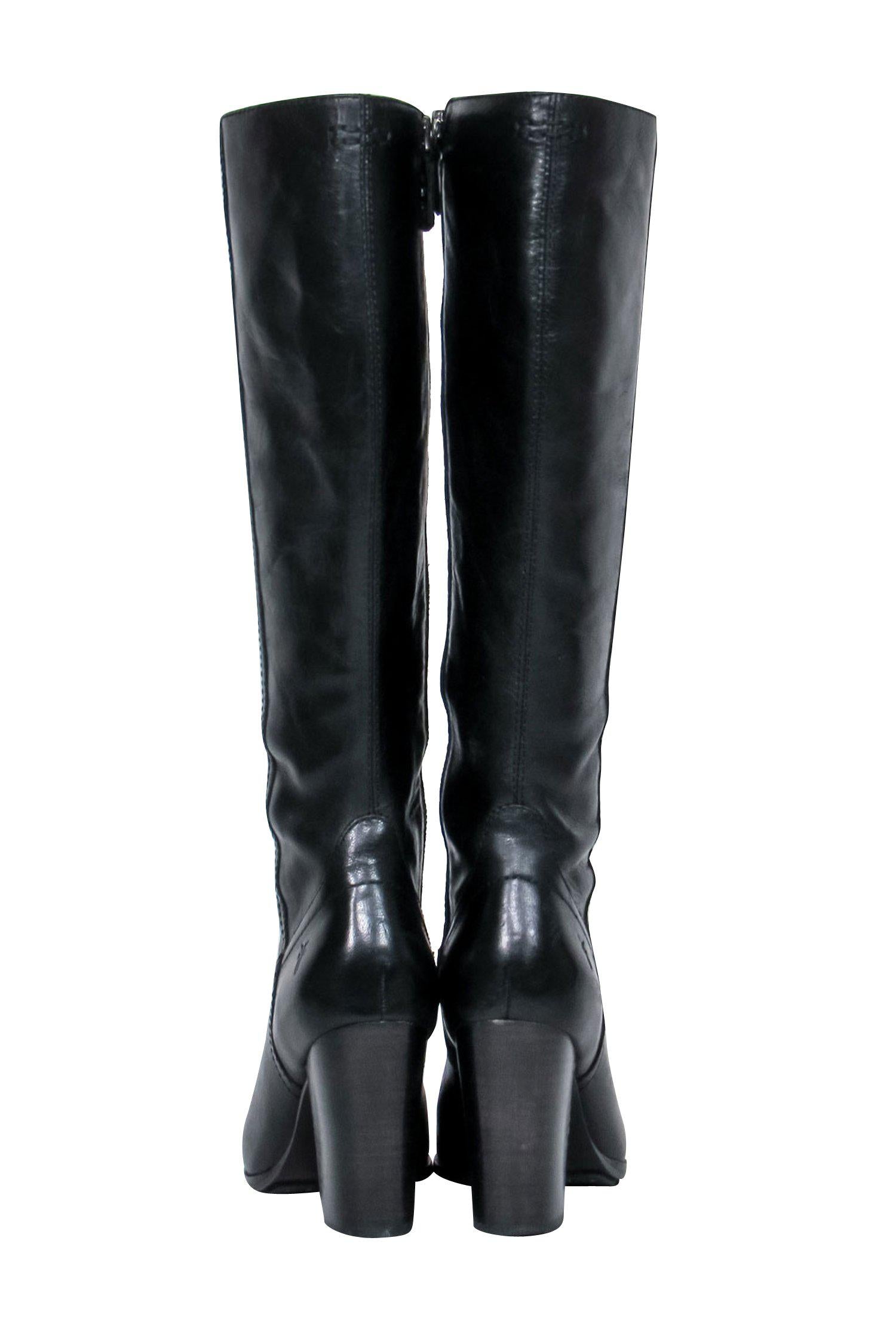 Frye's Stunning Black Leather Heeled Parker Knee - High Boots, Size 6.5
