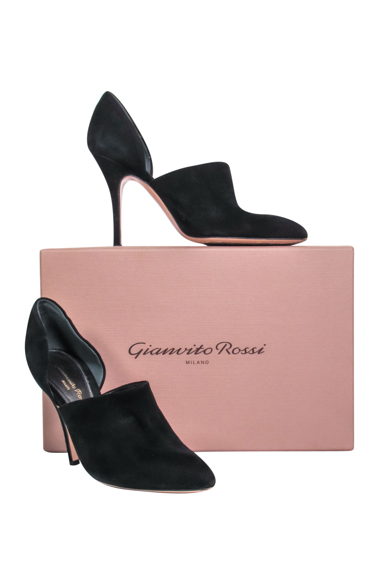 Gianvito Rossi Black Suede Pointed Toe Cutout Heels - Size 8 - Irresistible Style!
