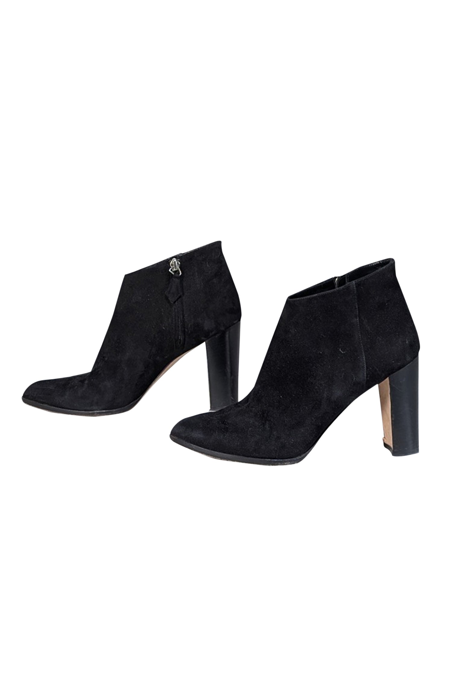 Manolo Blahnik's Stylish Black Suede Inner Ankle Zipper Short Boots - Size 10