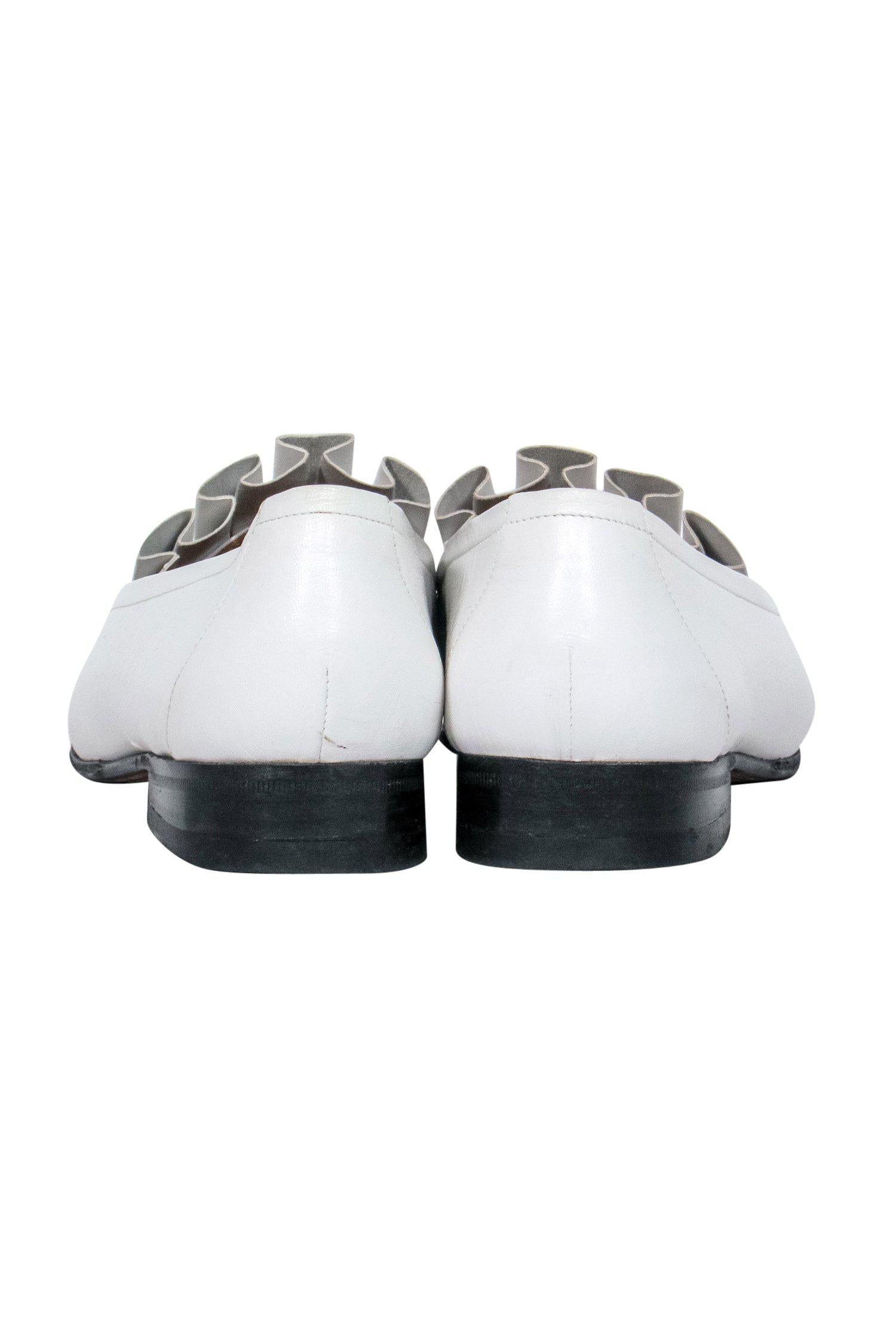 The Row - Gorgeous White Leather Pleated Loafers in Size 8.5
