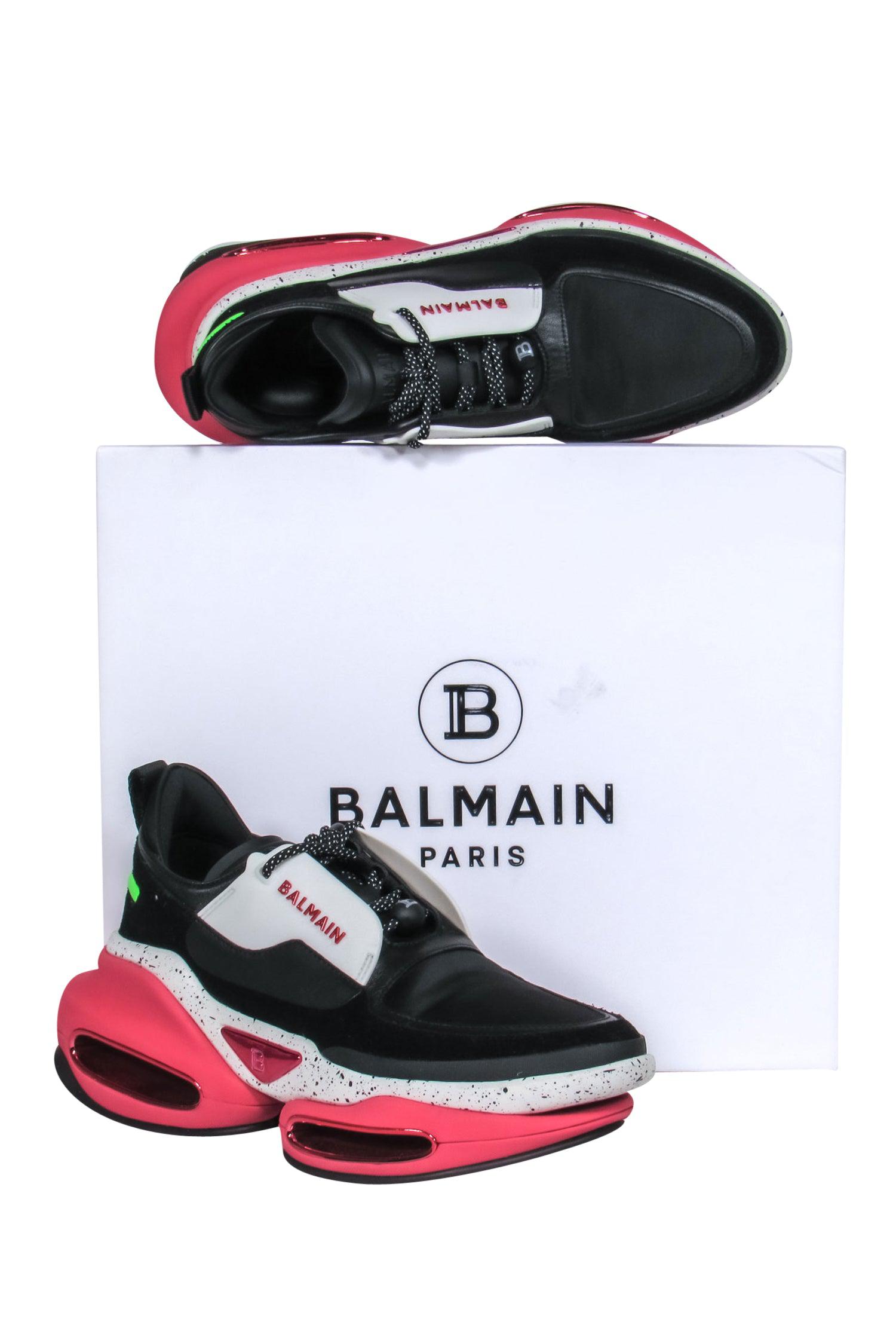 Balmain - Stunning Black, White & Pink Chunky B-Bold Sneakers in Size 10